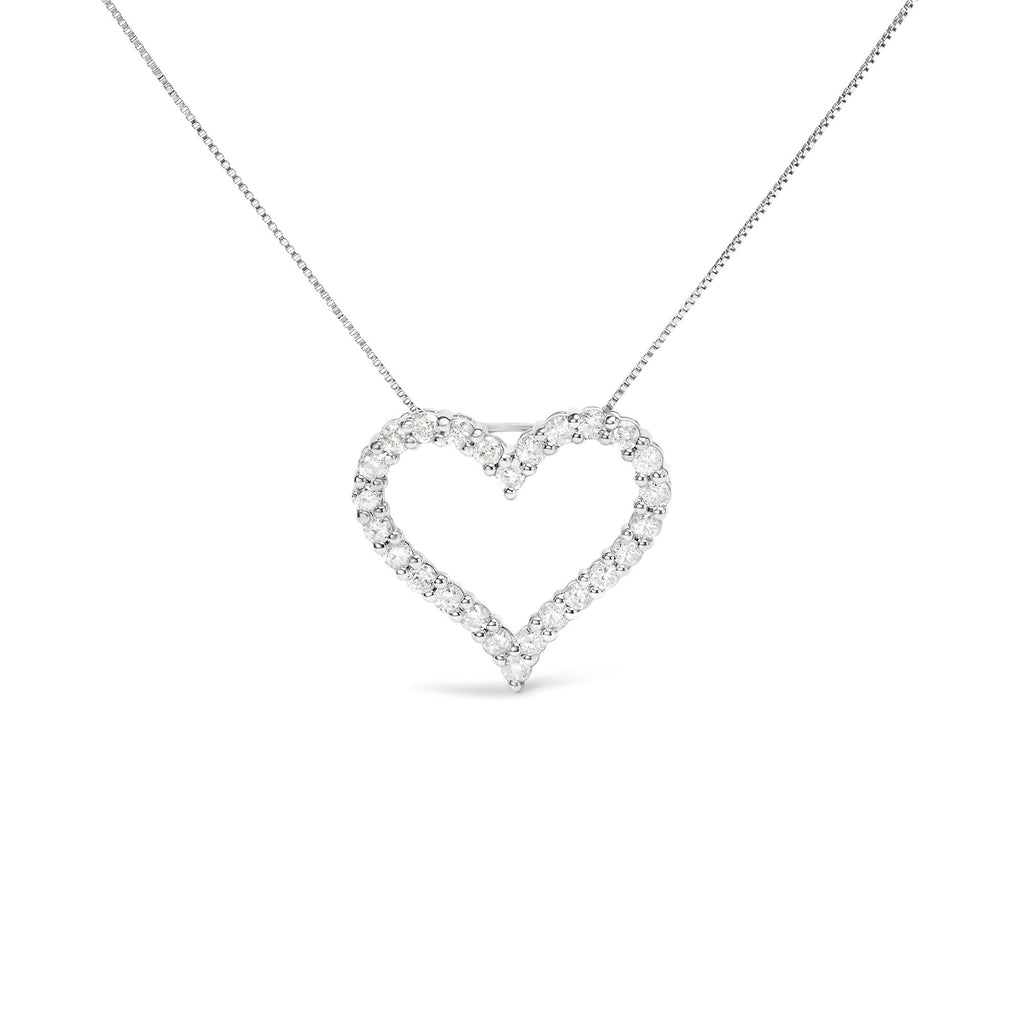 Collana con ciondolo a forma di cuore aperto da 18" in argento sterling 925 con diamanti da 2,0 ct (colore IJ, purezza I2-I3) - Friggin Jewelry