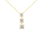 Collar con colgante de 45,7 cm (18") de oro amarillo de 10 quilates con diamantes brillantes de talla redonda engastados milagros de 1/4 ct y tres piedras graduadas (color JK, claridad I1-I2) - Friggin Jewelry