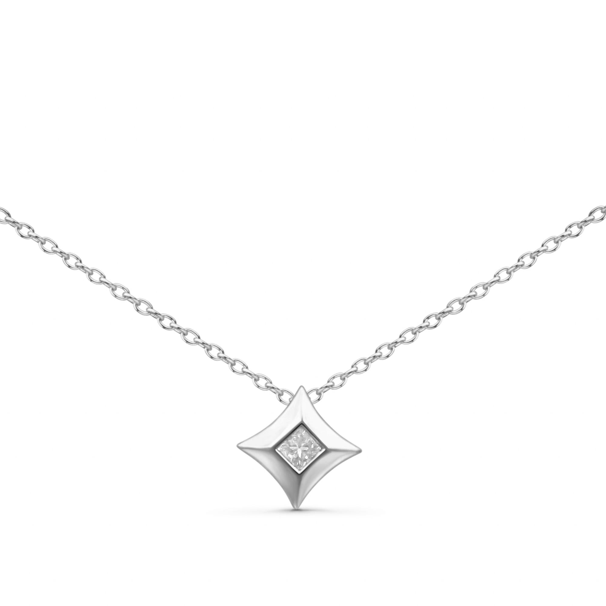 10K Gold 1/5 Cttw Bezel Set Princess Diamond Kite Shaped Solitaire Pendent Necklace - Friggin Jewelry