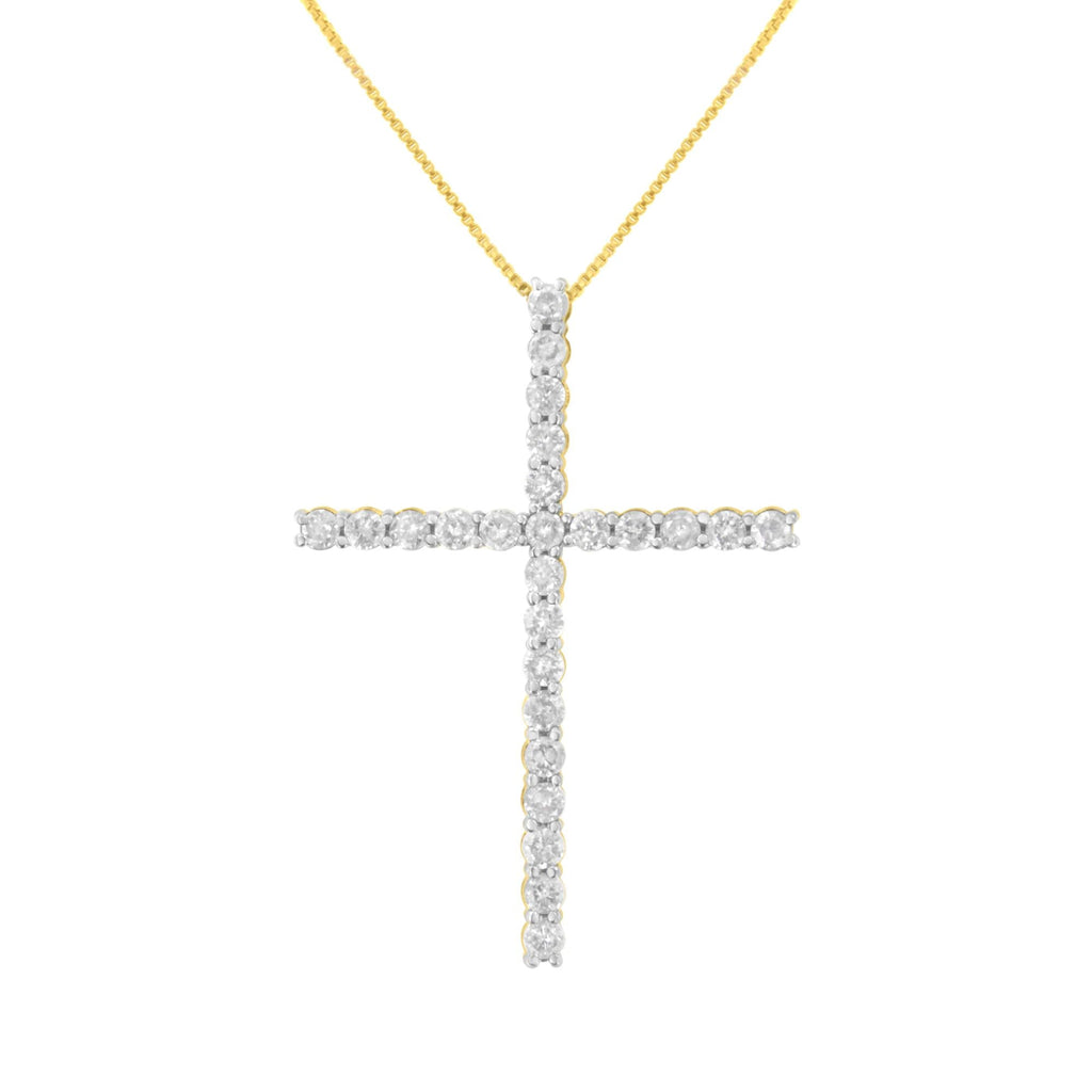.925 Sterling Silver 2 1/2 cttw Diamond Cross Pendant Necklace (H-I, I2-I3) - Friggin Jewelry