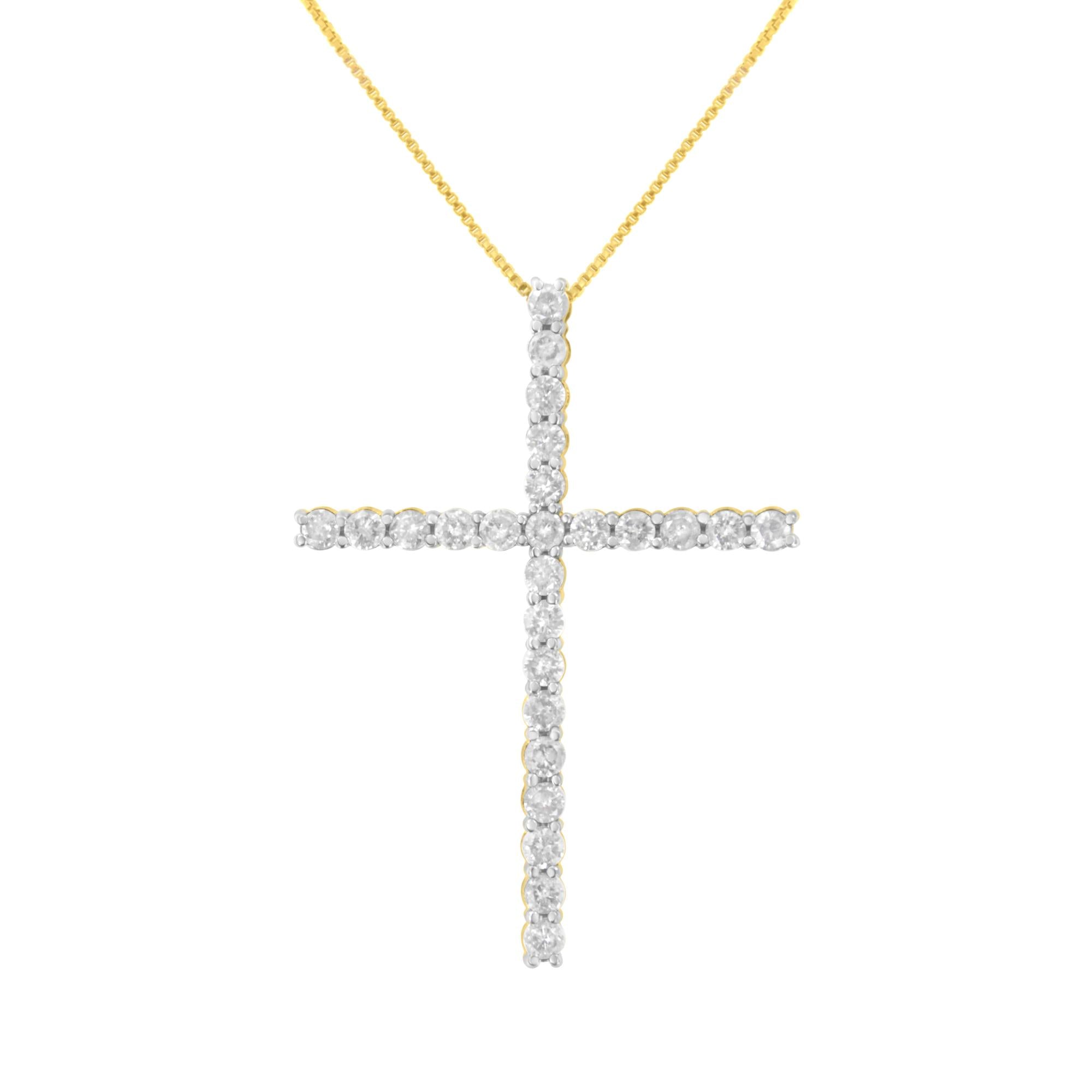 .925 Sterling Silver 2 1/2 cttw Diamond Cross Pendant Necklace (H-I, I2-I3) - Friggin Jewelry