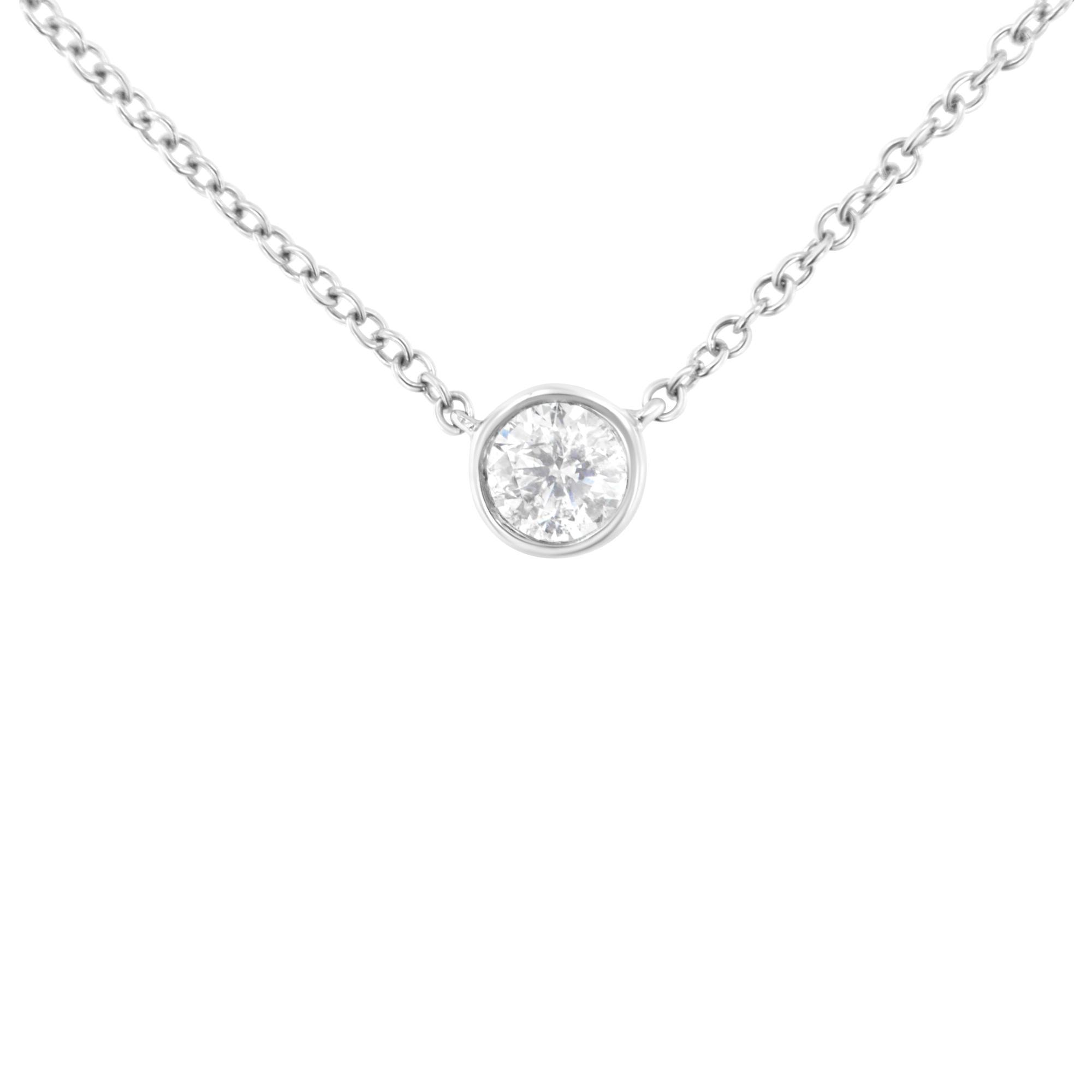 10K Gold 0.25 Carat Diamond Classic Bezel-Set Solitaire Pendant Necklace with 16"-18" Adjustable Chain (H-I Color, SI2-I1 Clarity) - Friggin Jewelry