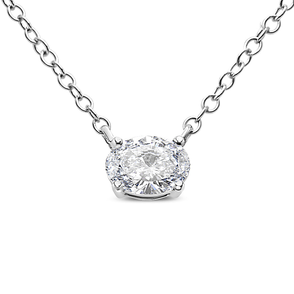 Collar con colgante de diamante solitario ovalado de 1/2 ct cultivado en laboratorio, de 18" (color EF, claridad VS1-VS2) - Friggin Jewelry