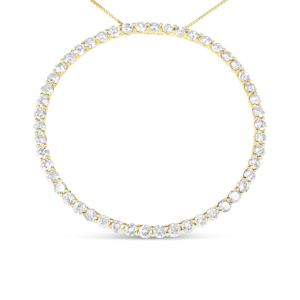 10K Yellow Gold Plated .925 Sterling Silver 4 Cttw Diamond Circle Hoop 18" Pendant Necklace (J-K Color, I1-I2 Clarity) - Friggin Jewelry