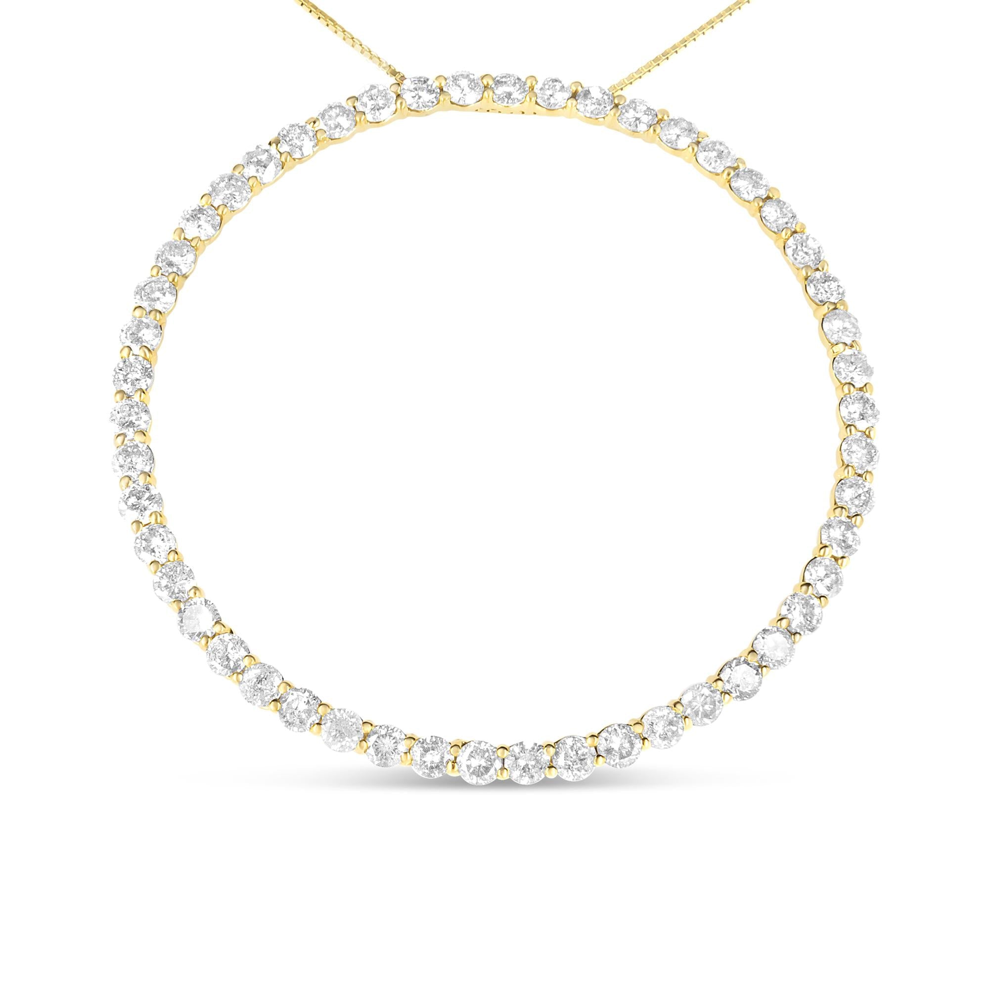 Collar con colgante de aro circular de 45 cm con diamantes de 4 quilates y baño de oro amarillo de 10 quilates en plata de ley 925 (color JK, claridad I1-I2) - Friggin Jewelry