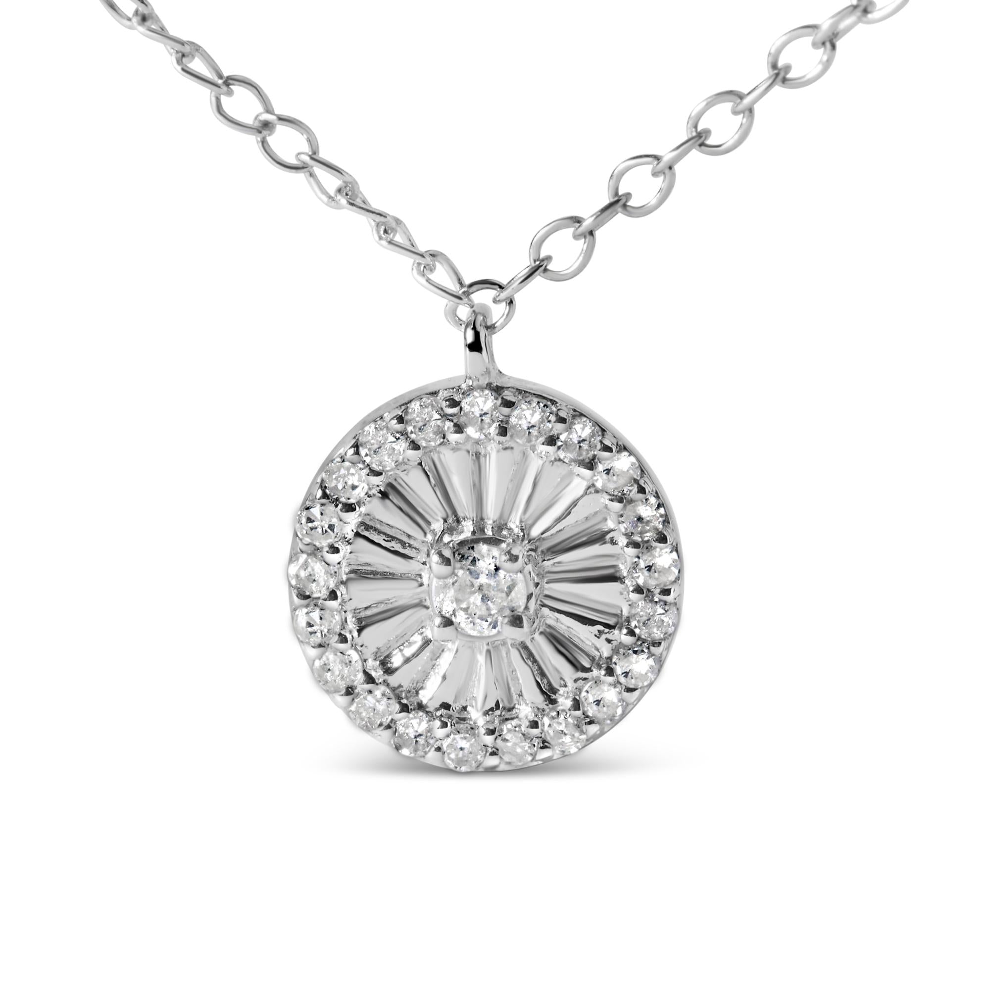 .925 Sterling Silver 1/6 Cttw Diamond Wheel and Spoke Pendant Necklace (H-I Color, I2-I3 Clarity) - 18" - Friggin Jewelry