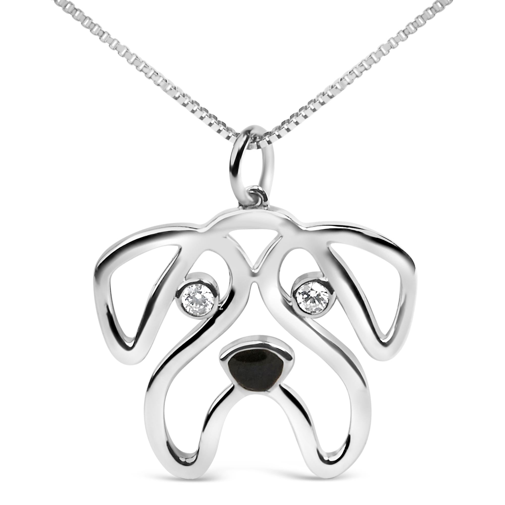 .925 Sterling Silver Diamond Accent Pug Dog Pendant Necklace (I-J Color, I2-I3 Clarity) - 18" Inches - Friggin Jewelry