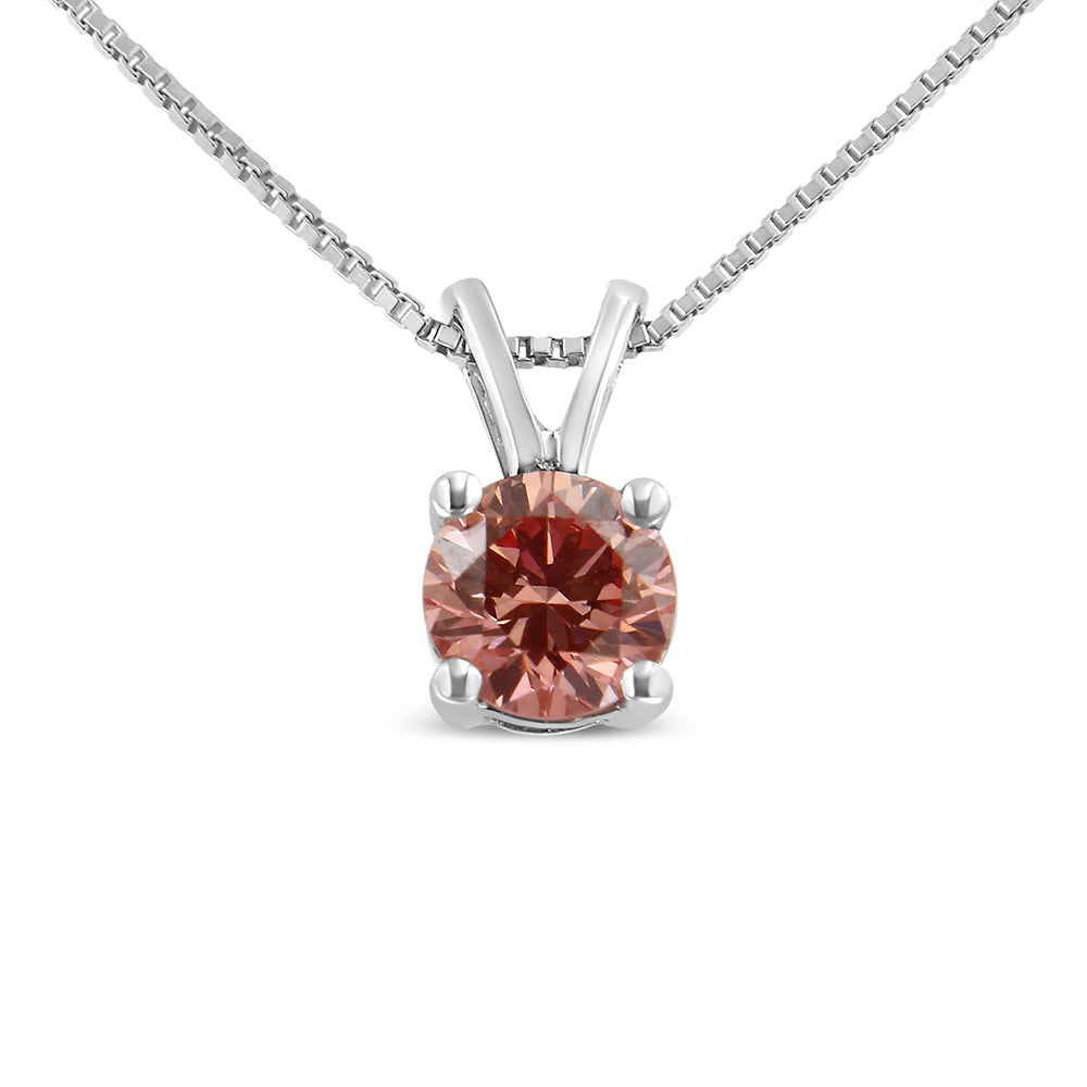 14K White Gold 1/4 Cttw Round Brilliant Cut Lab Grown Diamond 4-Prong Solitaire Pendant Necklace - Friggin Jewelry