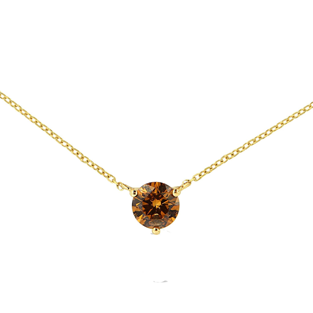 Collar con colgante solitario de 45 cm en oro amarillo de 14 quilates con diamante amarillo cultivado en laboratorio de 1/2 quilates engastado en forma de martini (color amarillo, claridad VS2-SI1) - Friggin Jewelry