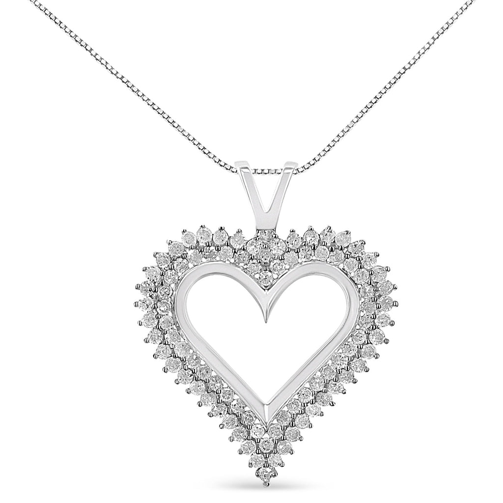 .925 Sterling Silver Diamond Heart 18" Pendant Necklace (I-J Color, I2-I3 Clarity) - Friggin Jewelry