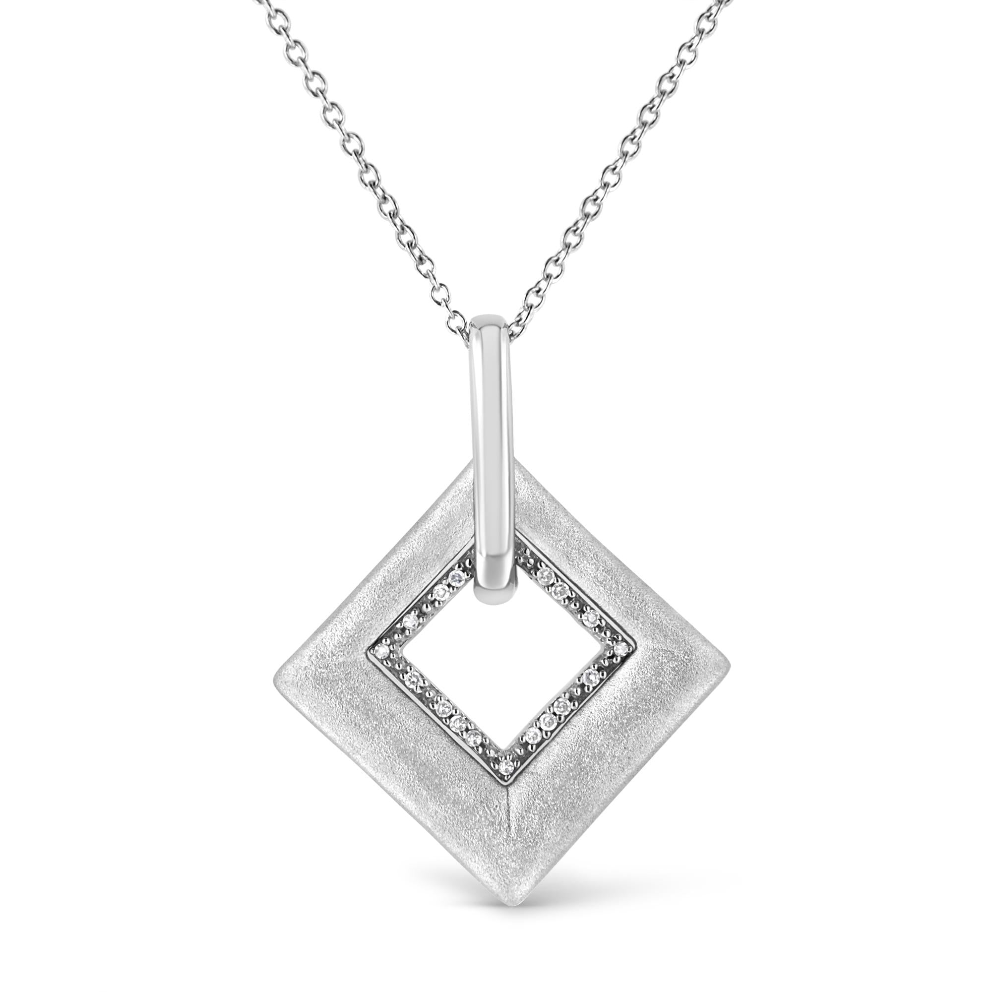Collana con ciondolo a forma di aquilone da 18" in argento sterling .925 con diamanti incastonati (colore IJ, purezza I1-I2) - Friggin Jewelry