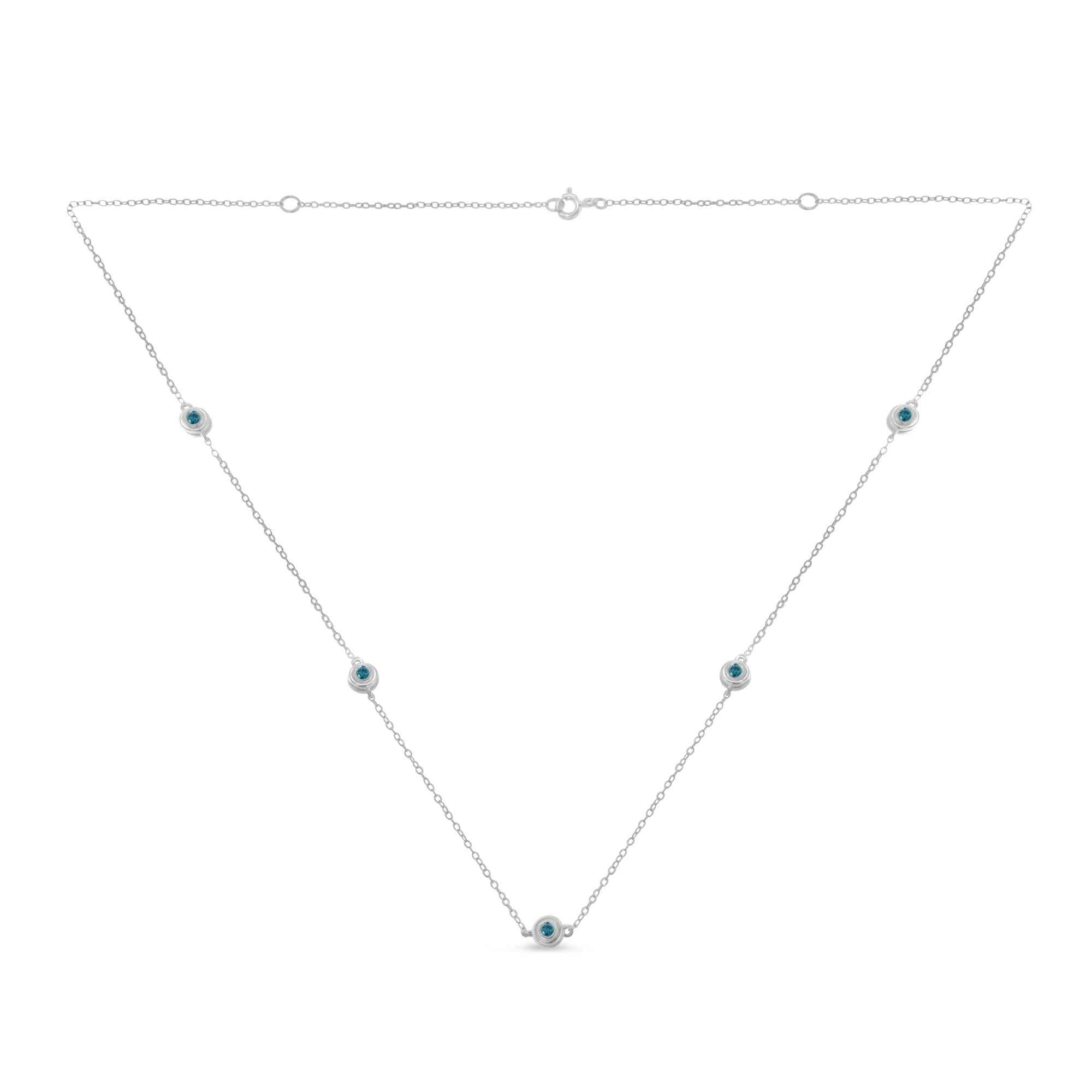Collar de diamantes azules de plata de ley (1/2 ct, color azul, claridad I2-I3) - Friggin Jewelry