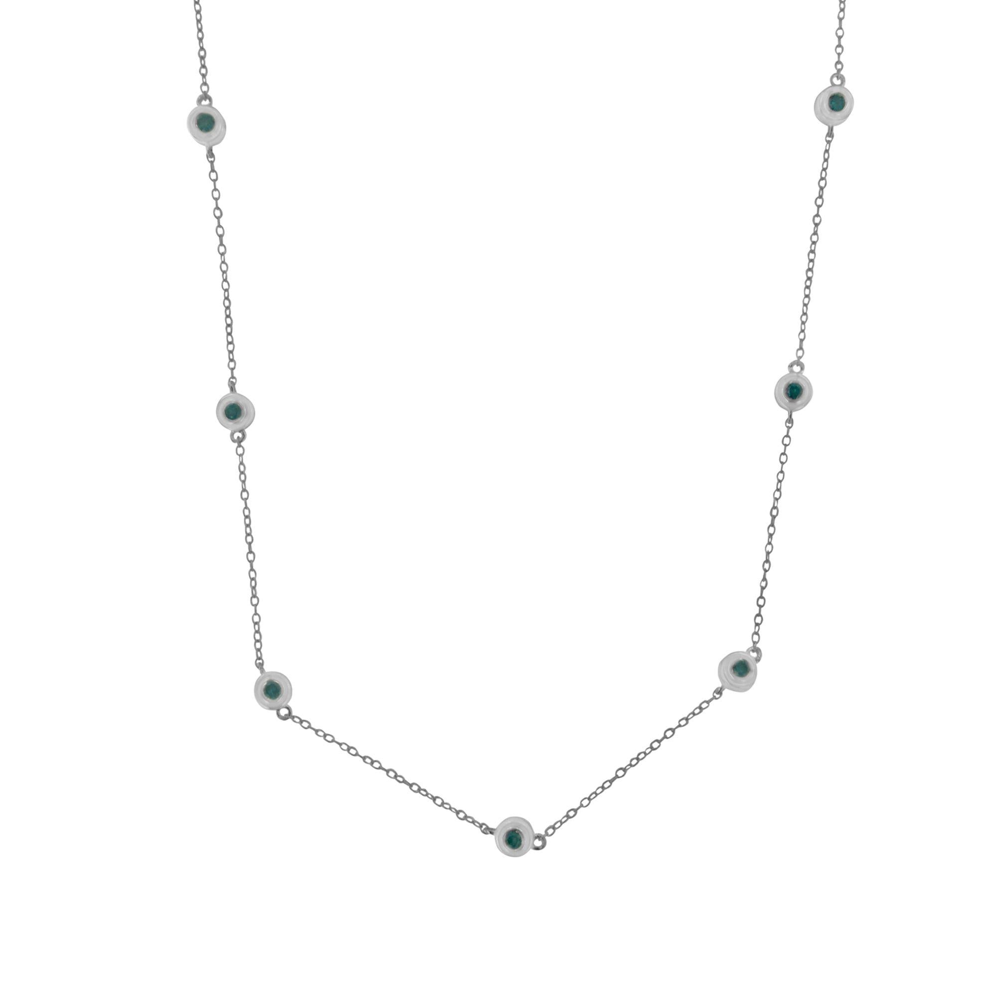 Sterling Silver Treated Diamond By Yard Necklace (3/4 cttw, Blue Color, I2-I3 Clarity) - Friggin Jewelry