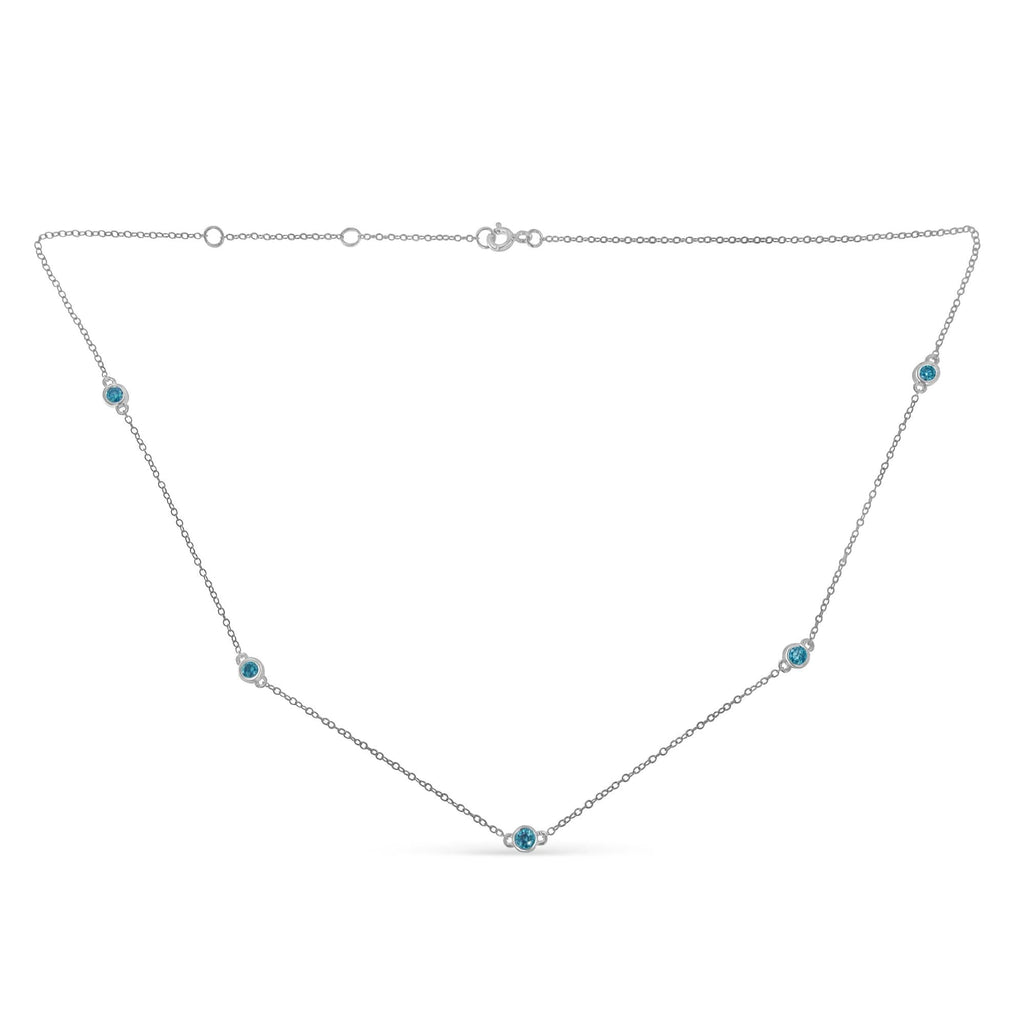 Collar de diamantes por yarda en plata de ley (1/2 ct, color azul, claridad I2-I3) - Friggin Jewelry