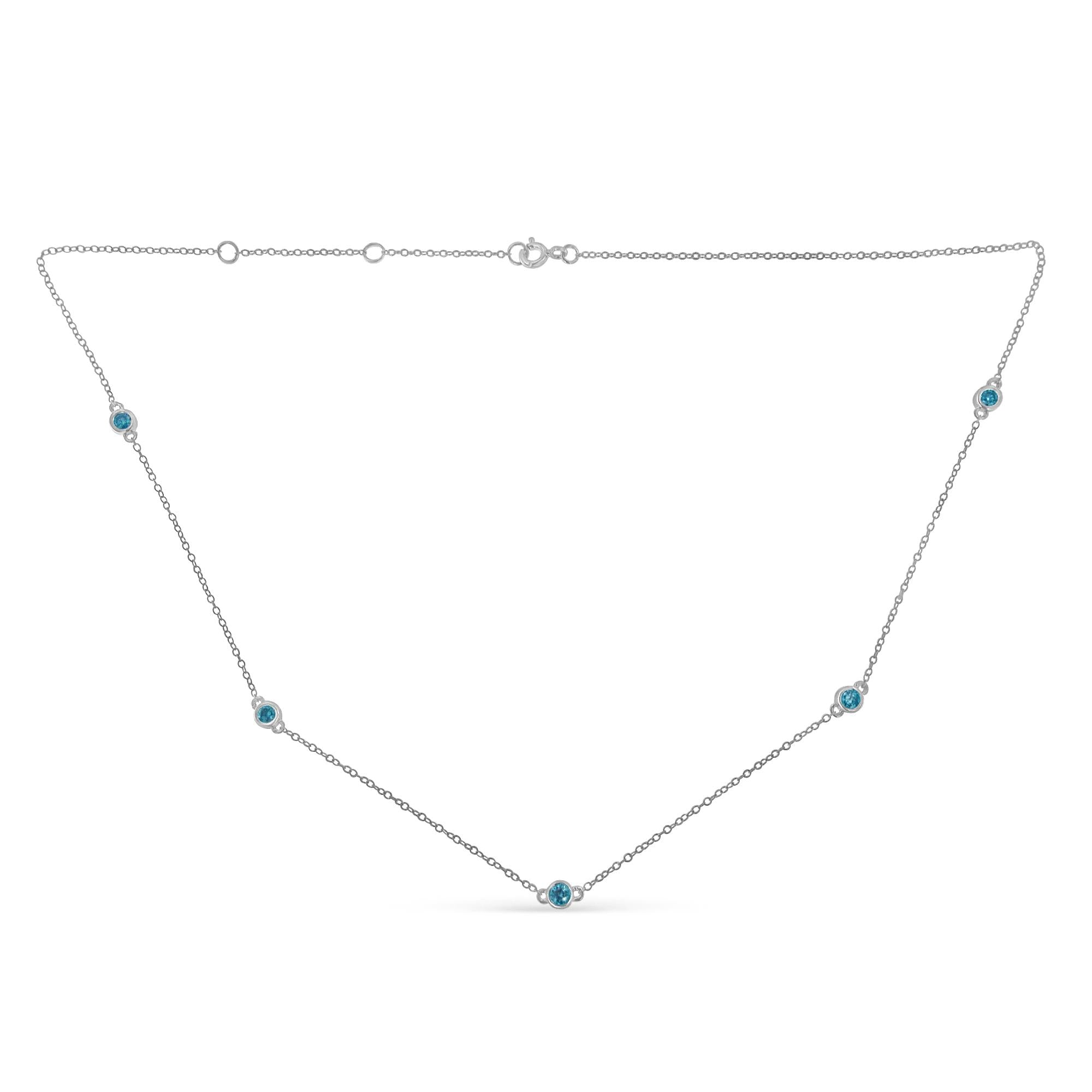 Collar de diamantes por yarda en plata de ley (1/2 ct, color azul, claridad I2-I3) - Friggin Jewelry