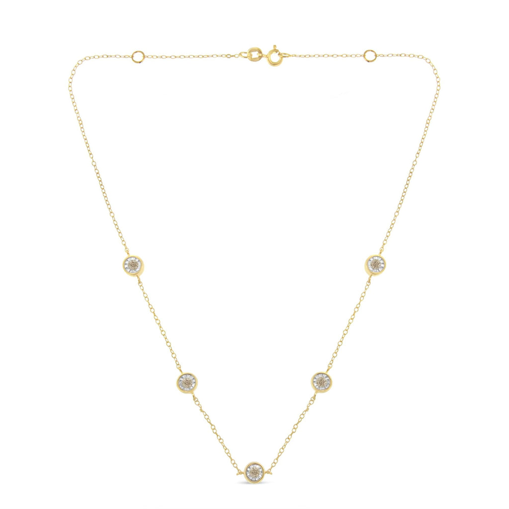Sterling Silver Diamond Station Necklace (1/2 cttw, K-L Color, I2-I3 Clarity) - Friggin Jewelry