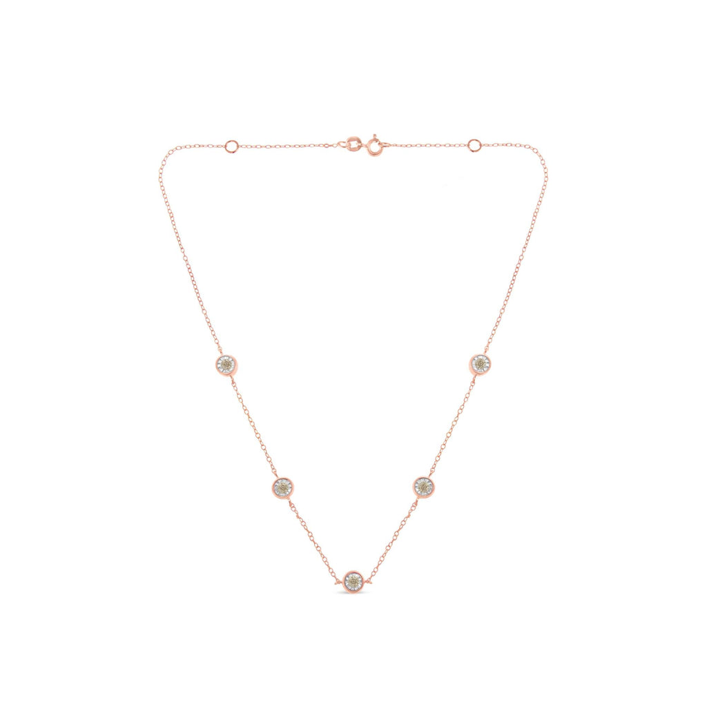 Sterling Silver Diamond Station Necklace (1/2 cttw, K-L Color, I2-I3 Clarity) - Friggin Jewelry