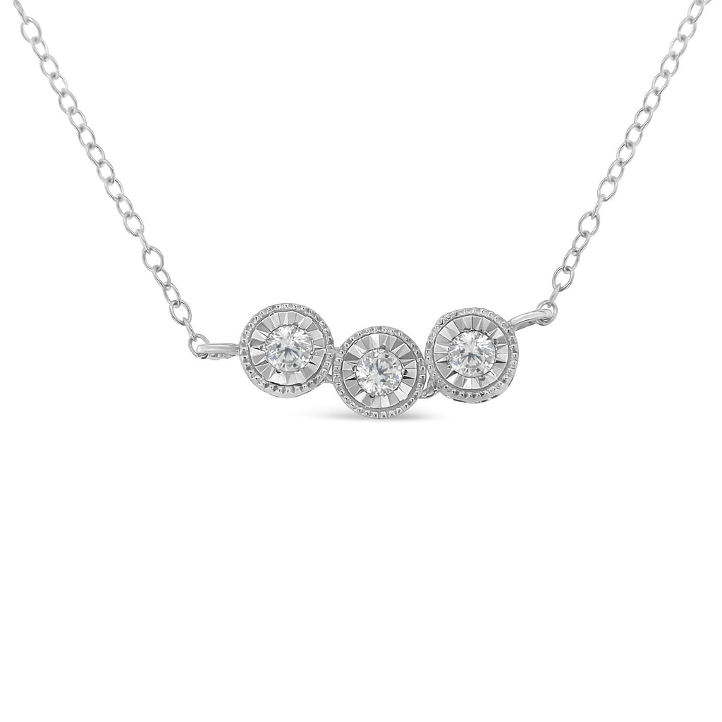Collar con colgante de diamantes redondos en plata de ley (1/4 ct, color HI, claridad I2-I3) - Friggin Jewelry