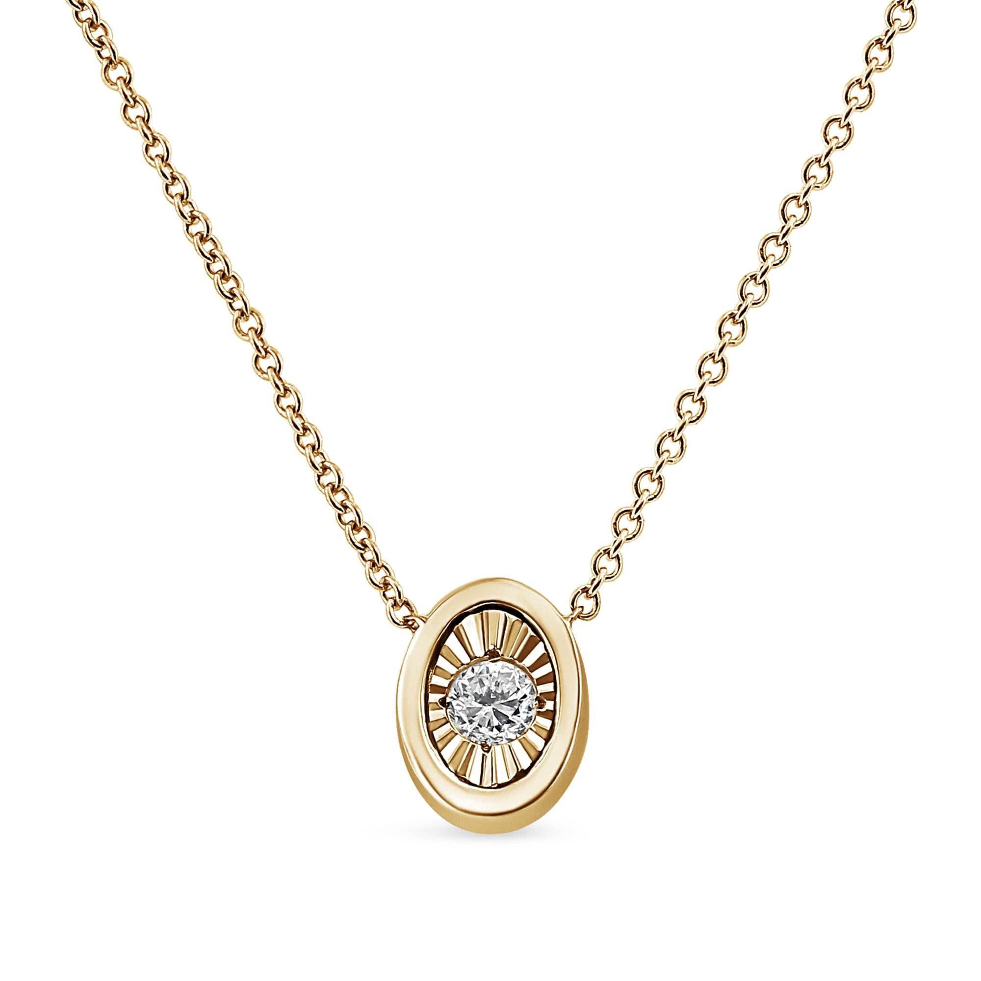 10K Yellow Gold Plated .925 Sterling Silver 1/10 Cttw Miracle Set Round Diamond 18" Pendant Necklace - Choice of Shapes - Friggin Jewelry