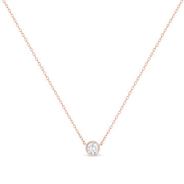 Collar con colgante de 18" en plata de ley 925 con bisel de diamantes de 1/2 quilates (color IJ, claridad I2-I3) - Friggin Jewelry
