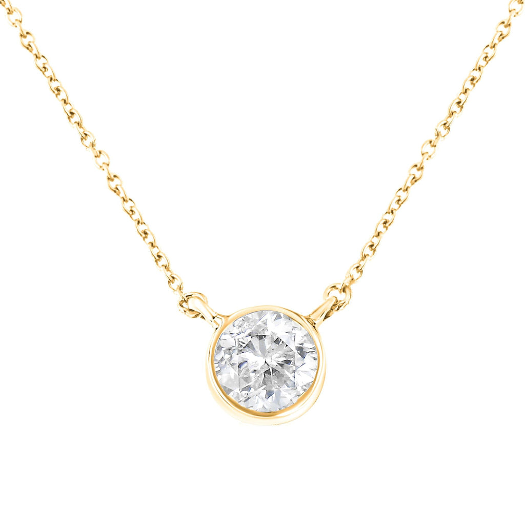 Collar con colgante de 18" en plata de ley 925 con bisel de diamantes de 1/2 quilates (color IJ, claridad I2-I3) - Friggin Jewelry