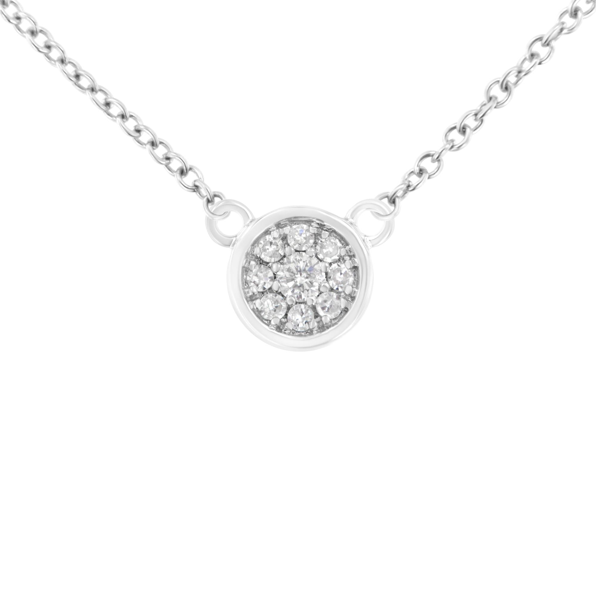 Collar con colgante de flor de diamante de 1/4 ct en oro blanco de 10 quilates (color IJ, claridad I2-I3) - Cadena ajustable de 40,6 a 45,7 cm - Friggin Jewelry