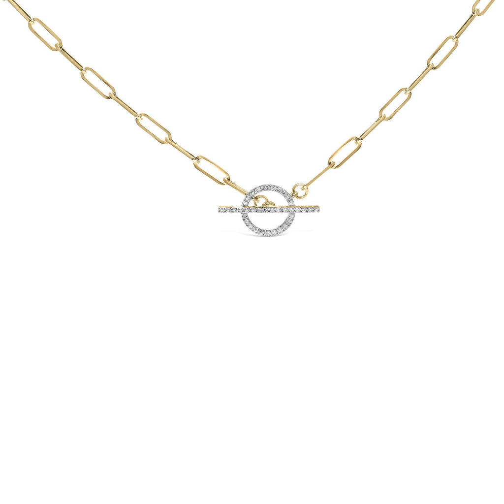 Collar de oro amarillo de 14 quilates con diamantes de 1/4 ct y cierre de palanca con clip (color IJ, claridad I1-I2) - 45,7 cm - Friggin Jewelry