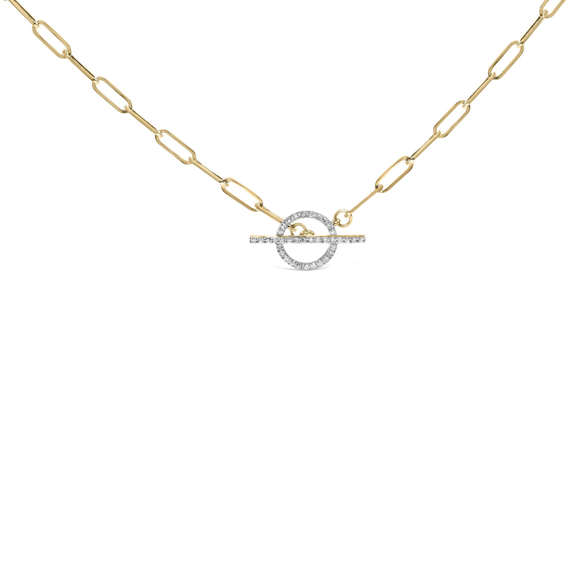Collar de oro amarillo de 14 quilates con diamantes de 1/4 ct y cierre de palanca con clip (color IJ, claridad I1-I2) - 45,7 cm - Friggin Jewelry
