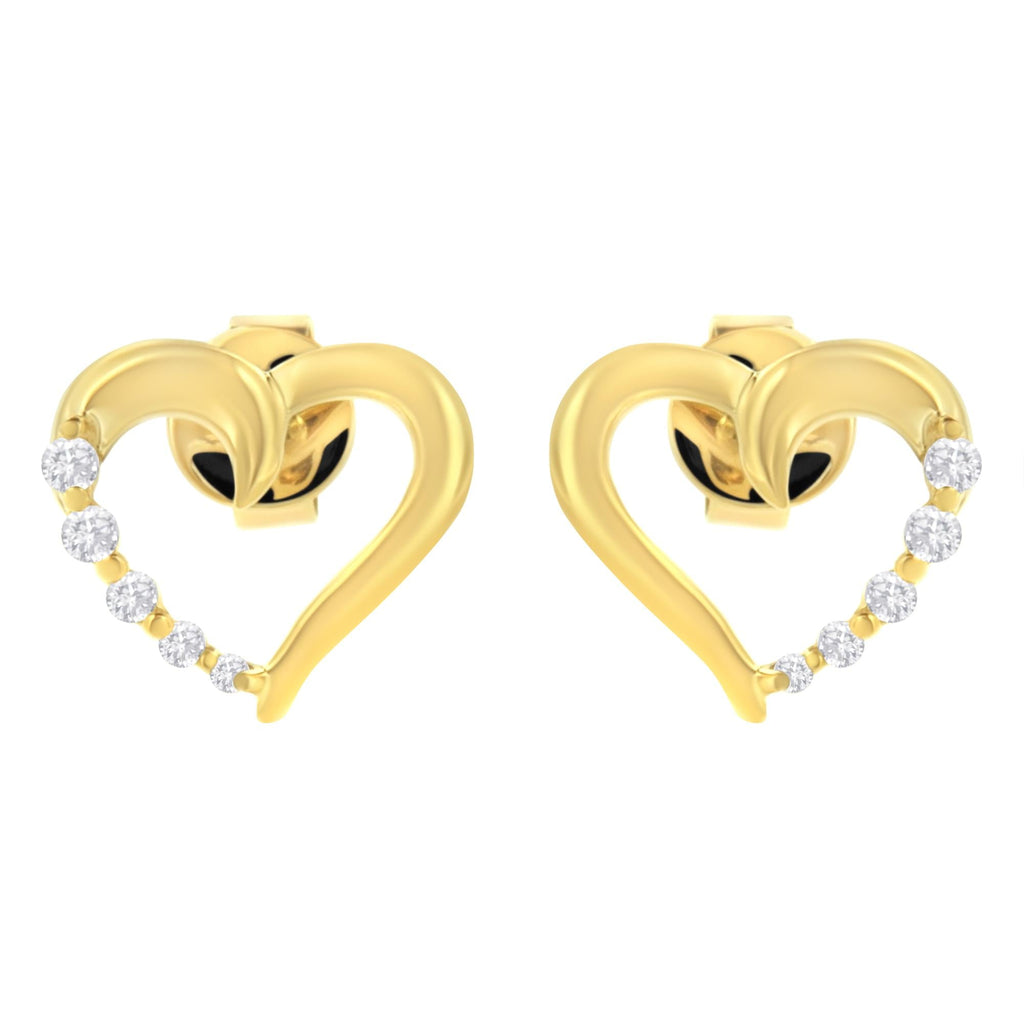 Pendientes Journey Heart de oro amarillo de 14 quilates con diamantes de 1/8 ct (KL, I1-I2) - Friggin Jewelry