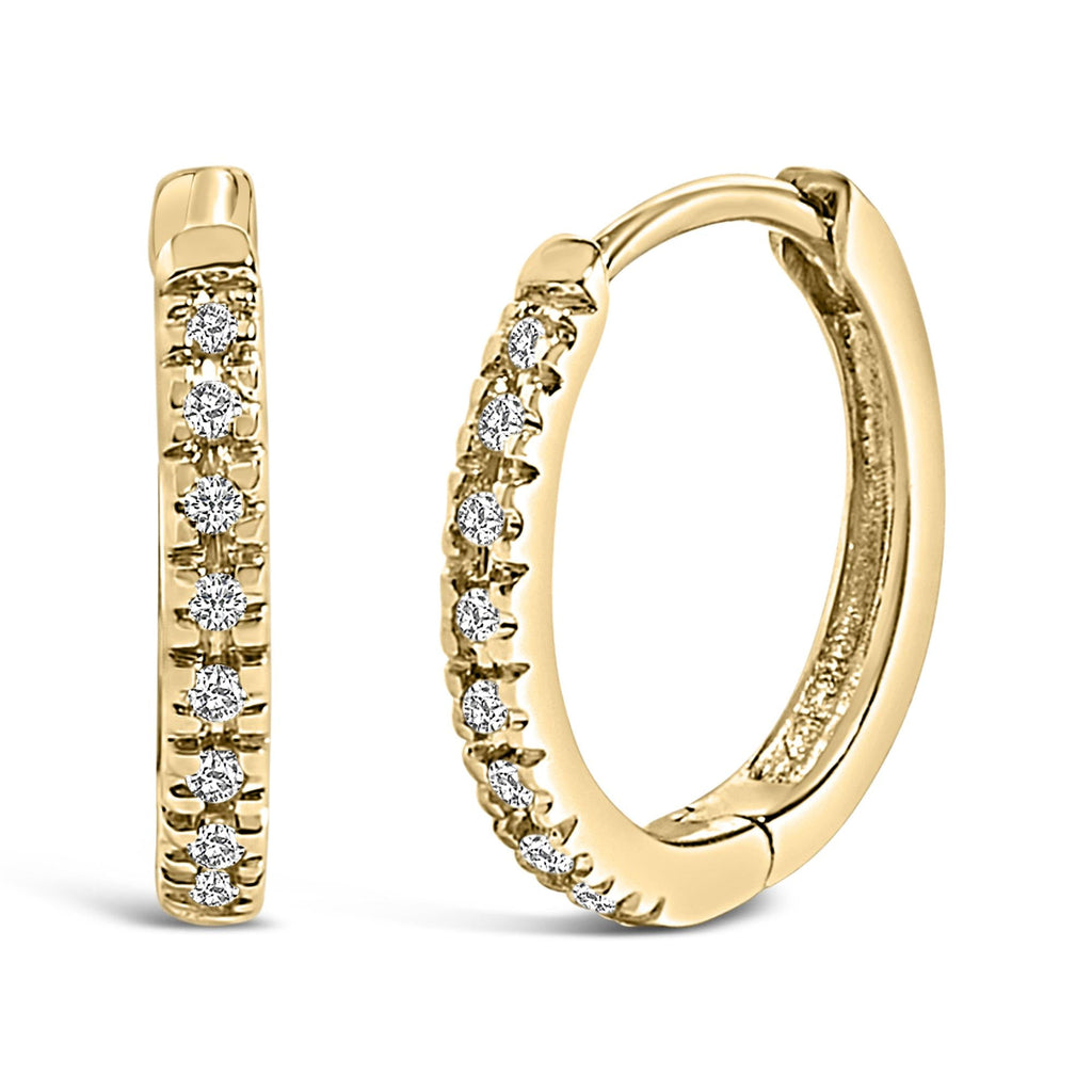 14K Rose Gold 1/5 CTW Diamond Huggie Hoop Earrings (K-L Color, I2-I3 Clarity) - Friggin Jewelry