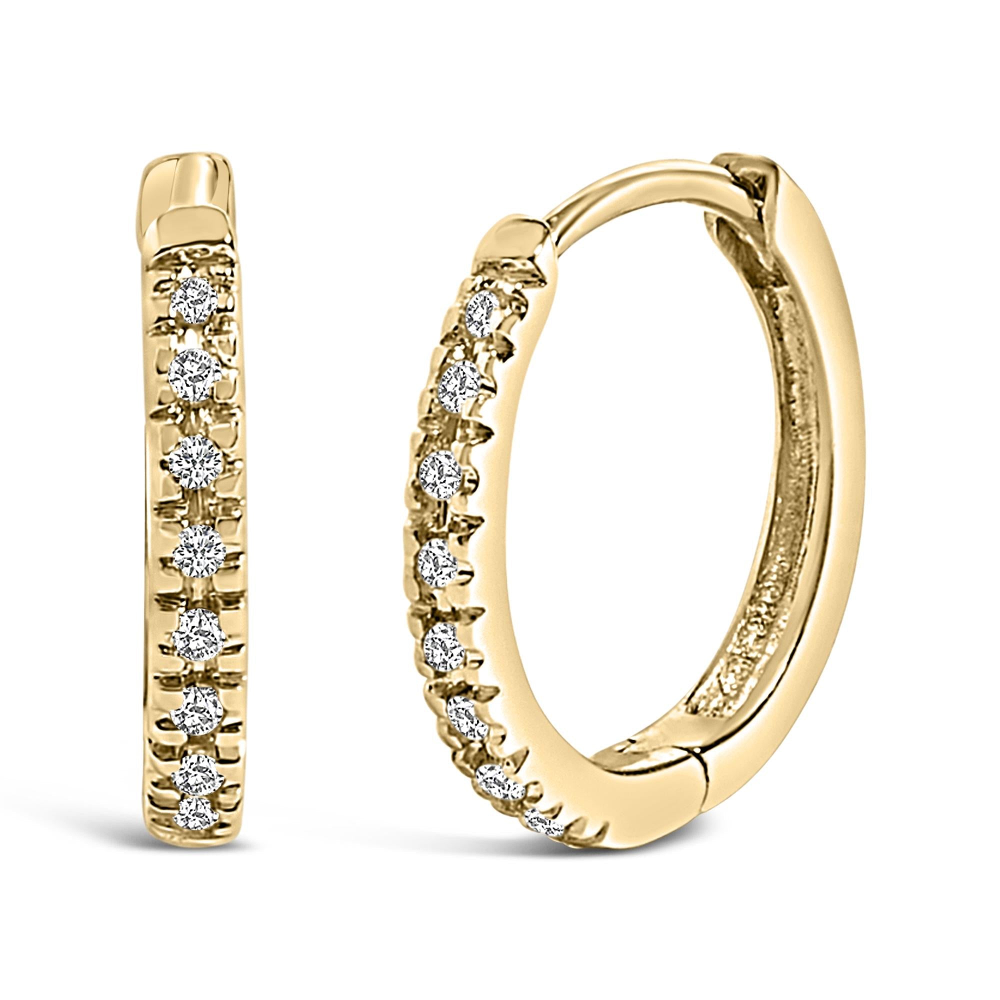 14K Rose Gold 1/5 CTW Diamond Huggie Hoop Earrings (K-L Color, I2-I3 Clarity) - Friggin Jewelry
