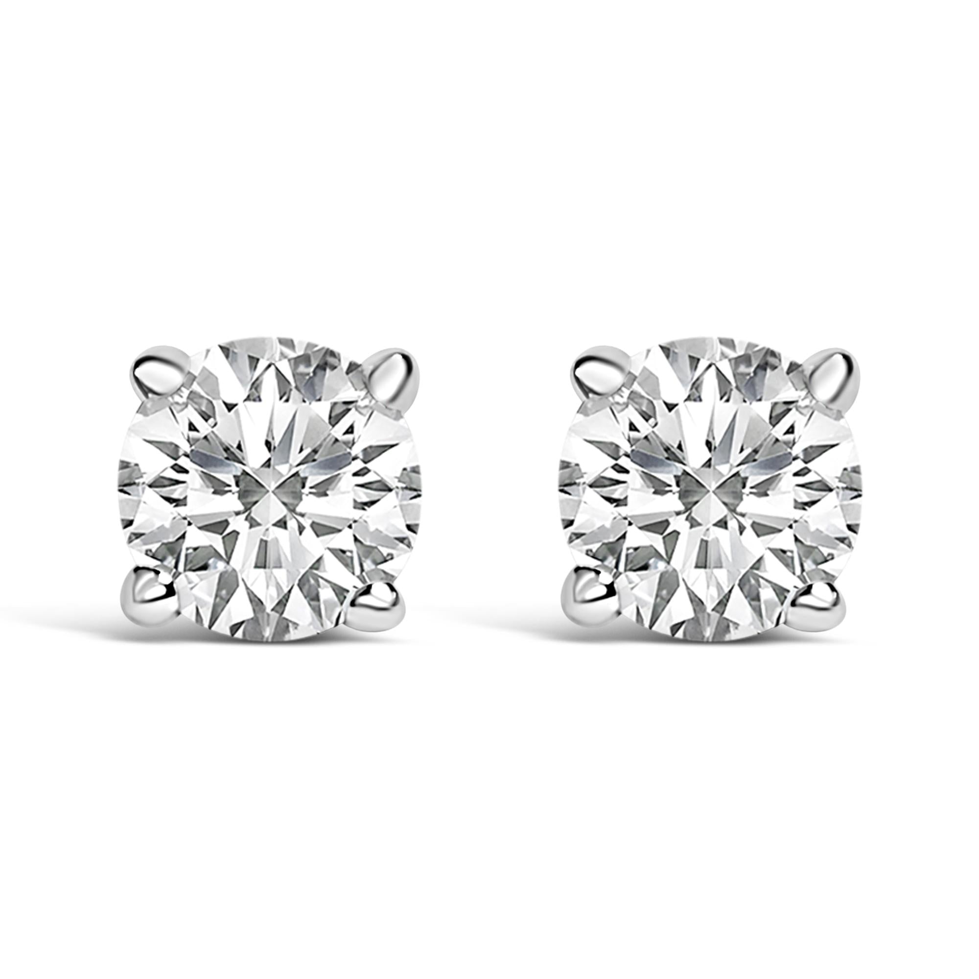 14K Gold 1/2 Cttw Lab Grown Diamond Solitaire Stud Earrings - Friggin Jewelry