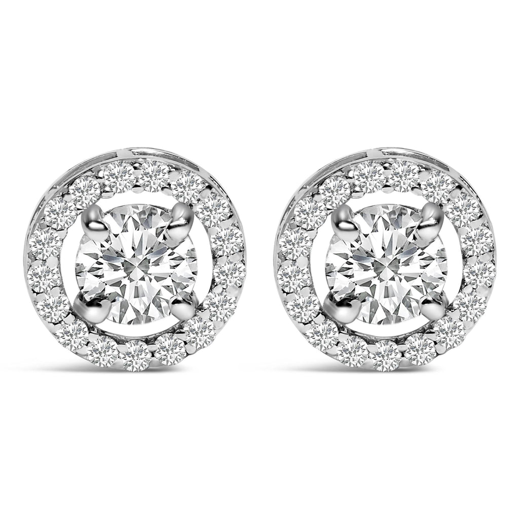 Gemelos para hombre en oro blanco de 14 quilates con halo de diamantes cultivados en laboratorio de 1 3/4 quilates - Friggin Jewelry