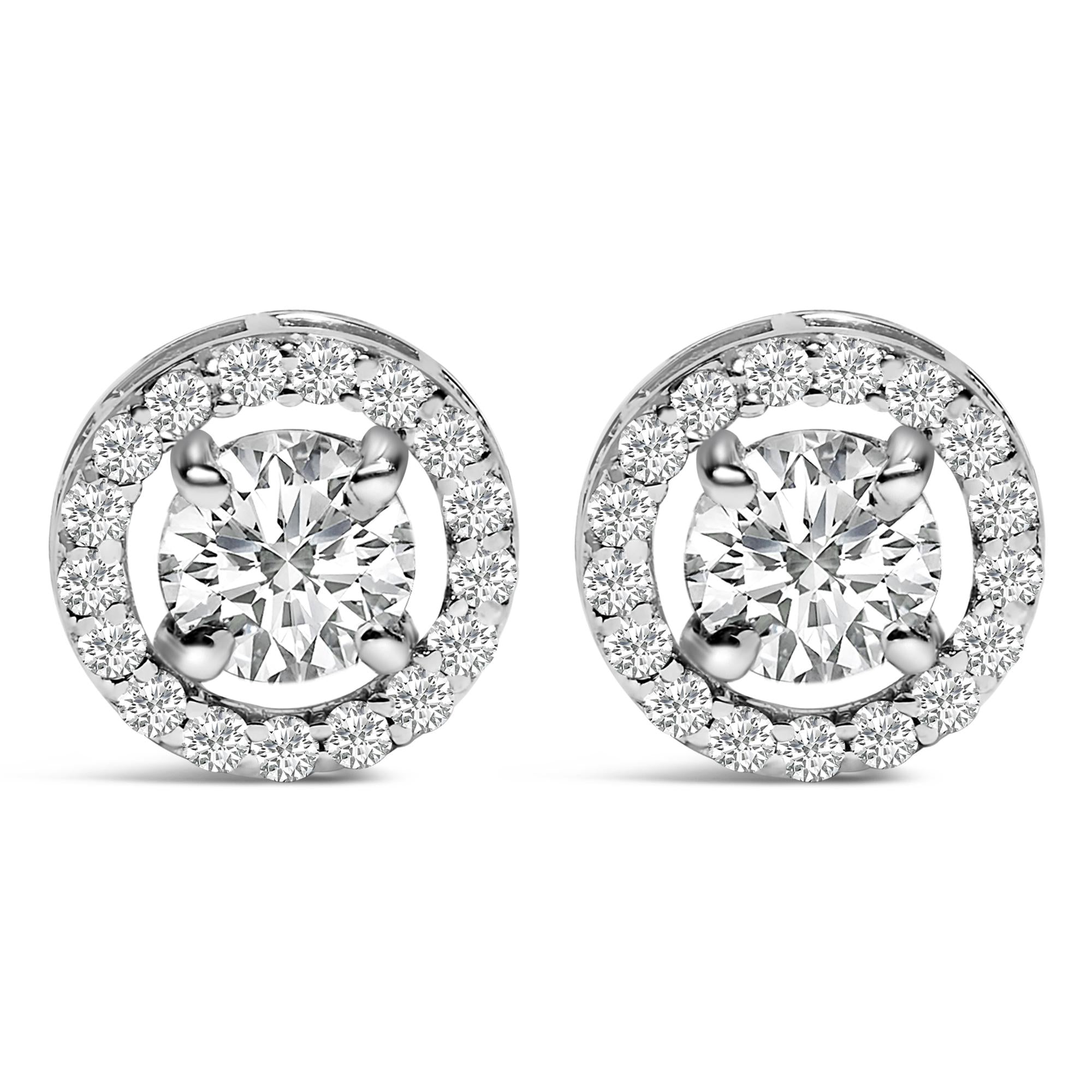 Men's 14K White Gold 1 3/4 Cttw Lab Grown Diamond Halo Cufflink - Friggin Jewelry