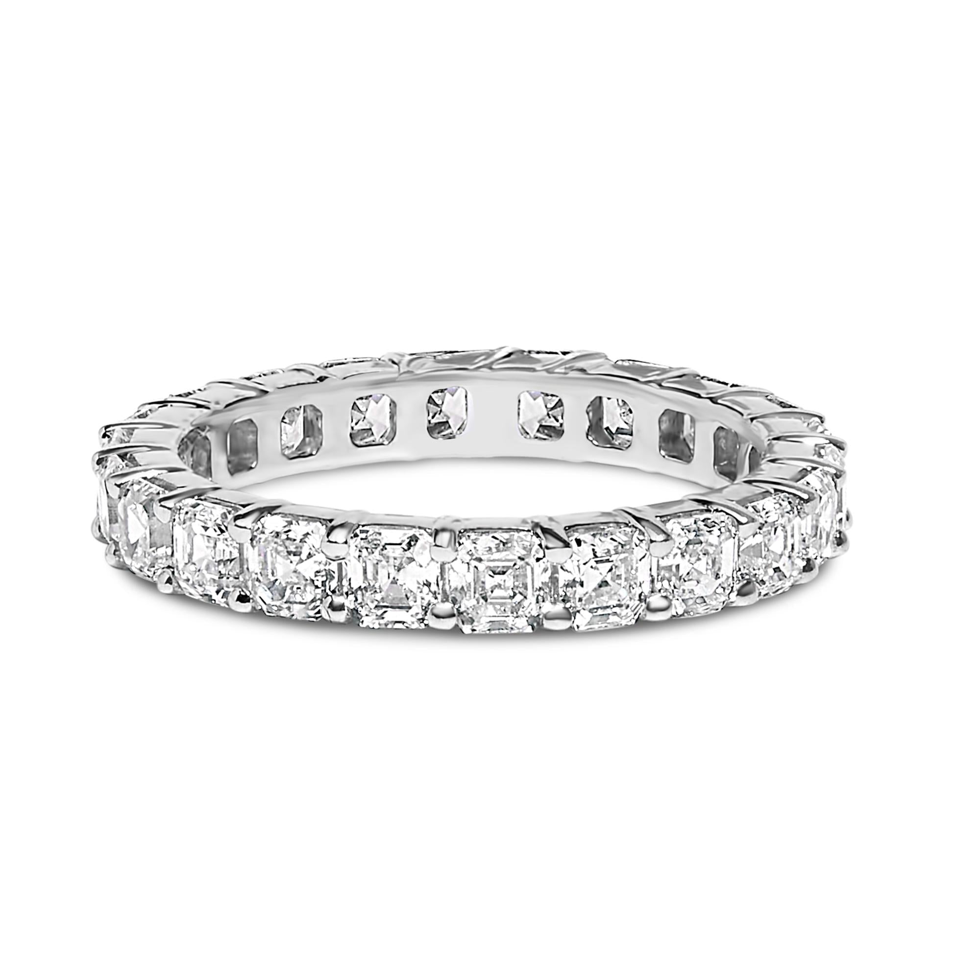 14K White Gold 2 1/3 Cttw Asscher Cut Lab Grown Diamond Eternity Band Ring (E-F Color, VS1-VS2 Clarity) - Ring Size 5.5 - Friggin Jewelry Premium
