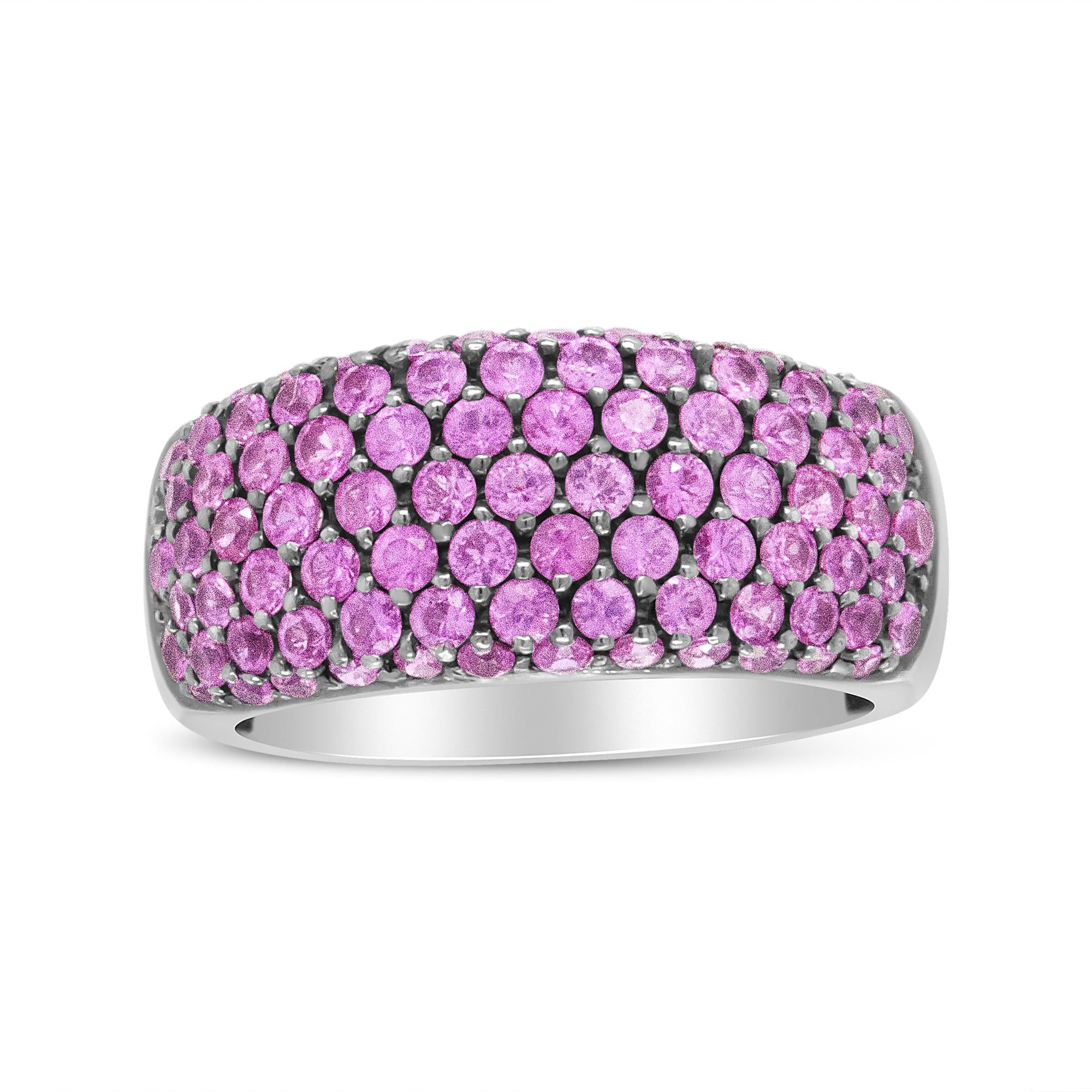 18K White Gold and Black Rhodium Multi Row Pink Sapphire Classic Band Ring - Friggin Jewelry