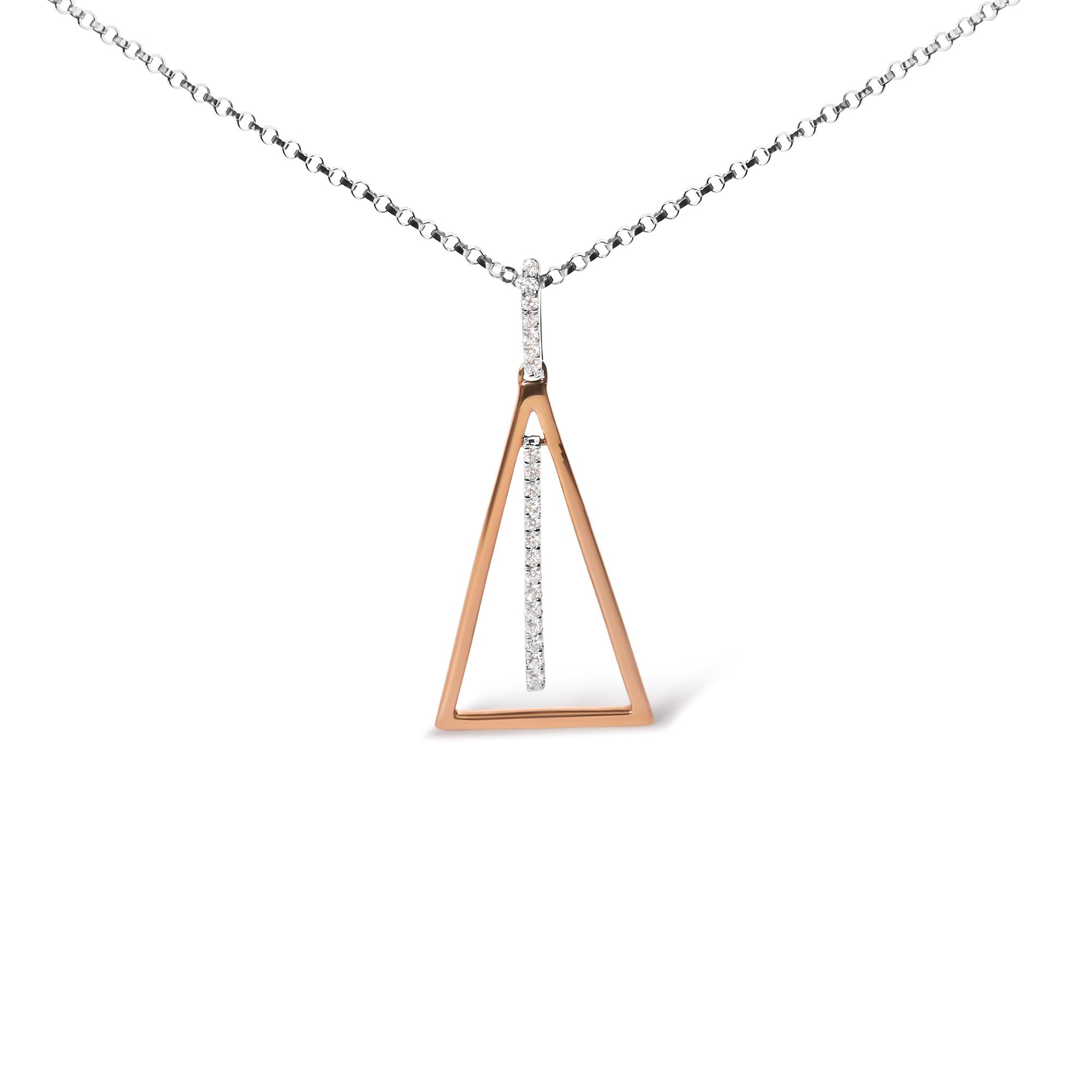 Collana con ciondolo a forma di carillon con diamanti da 1/8 ct in oro rosa e bianco 14 carati, lunghezza 18 pollici (colore GH, purezza SI1-SI2) - Friggin Jewelry