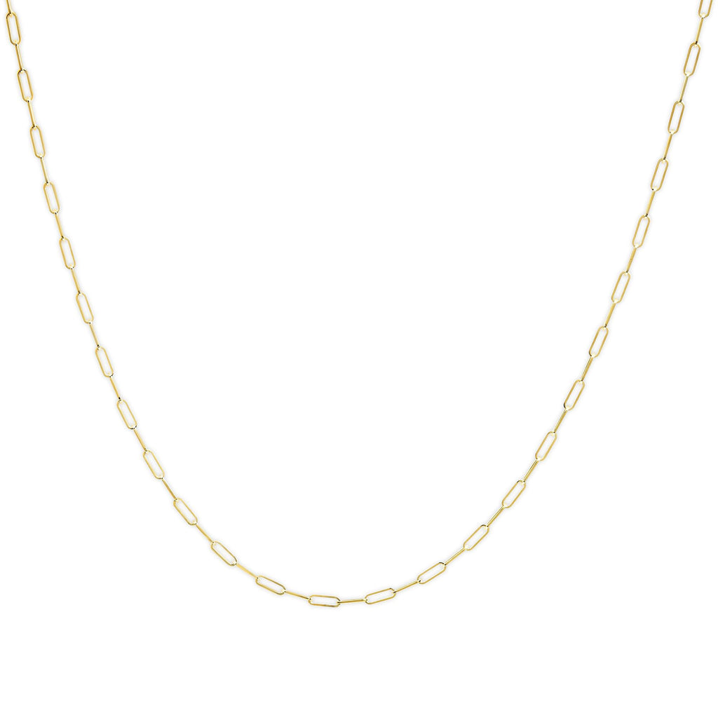 Unisex Solid 14K Gold 2.5mm Paperclip Chain Necklace - Friggin Jewelry