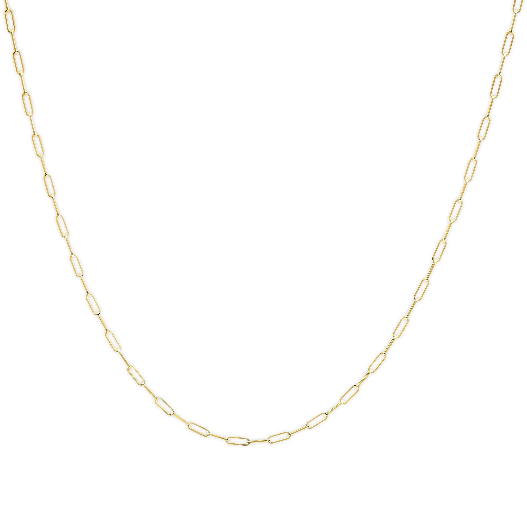 Unisex Solid 14K Gold 2.5mm Paperclip Chain Necklace - Friggin Jewelry