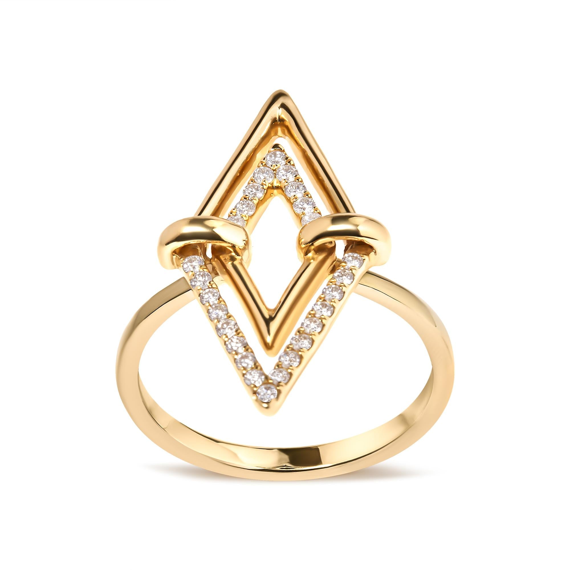 14K Yellow Gold 1/5 Cttw Diamond Double Triangle Ring (G-H Color, SI1-SI2 Clarity) - Size 7 - Friggin Jewelry