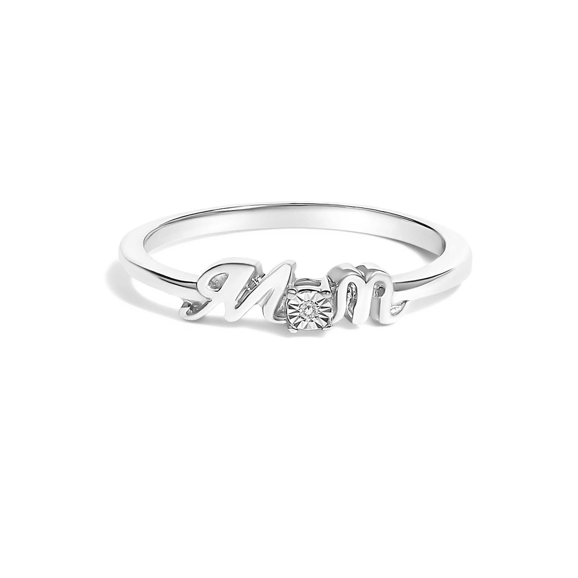.925 Sterling Silver Diamond Accent "MOM"  Ring (J-K Color, I2-I3 Clarity) - Mom - Friggin Jewelry