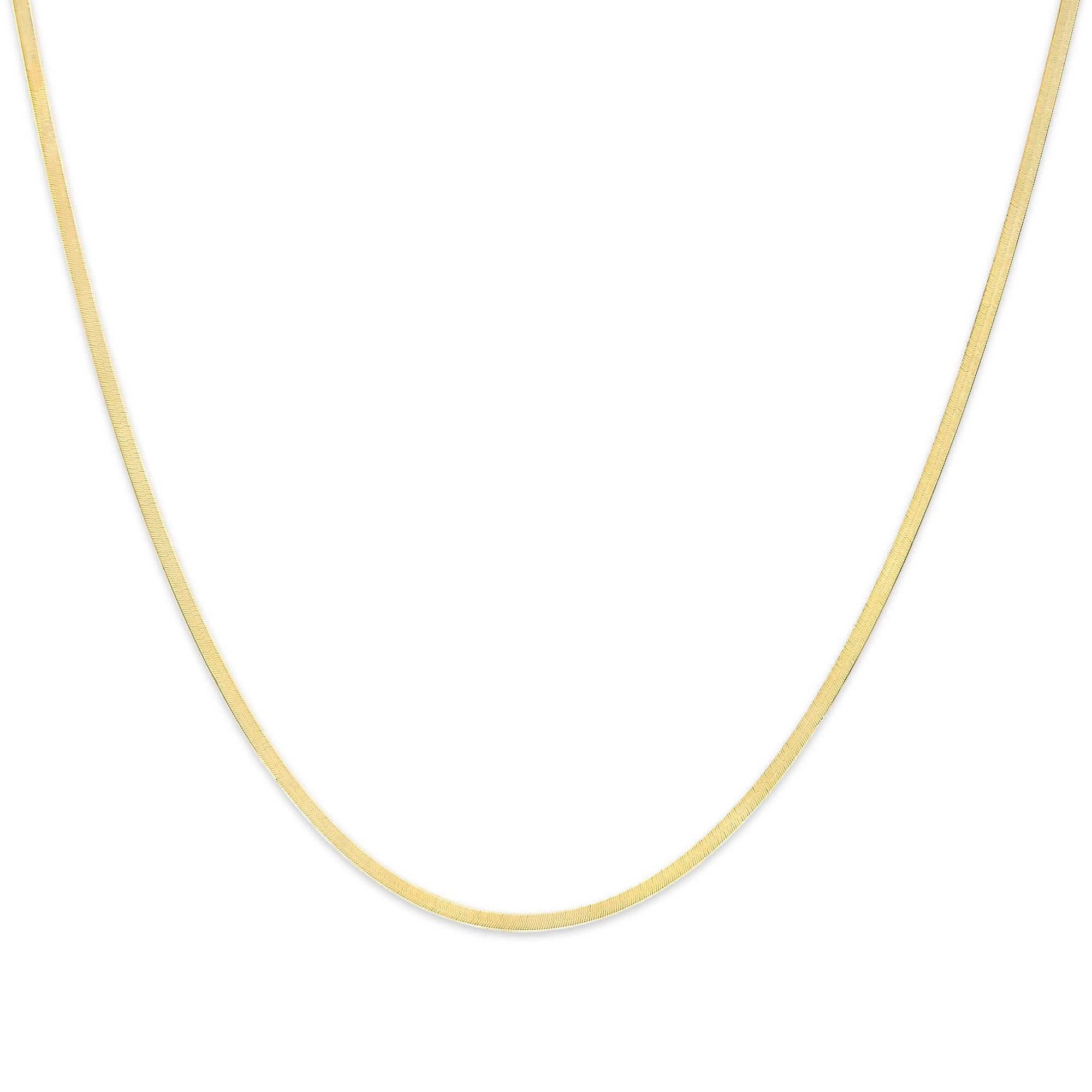 Unisex Solid 14K Gold 2.8mm Imperial Herringbone Chain Necklace - Friggin Jewelry