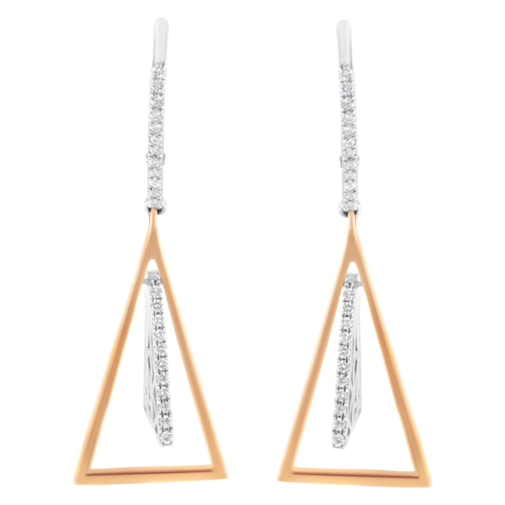 14K Rose and White Gold 3/8 Cttw Diamond Windchime Drop and Dangle Earring (G-H Color, SI1-SI2 Clarity) - Friggin Jewelry