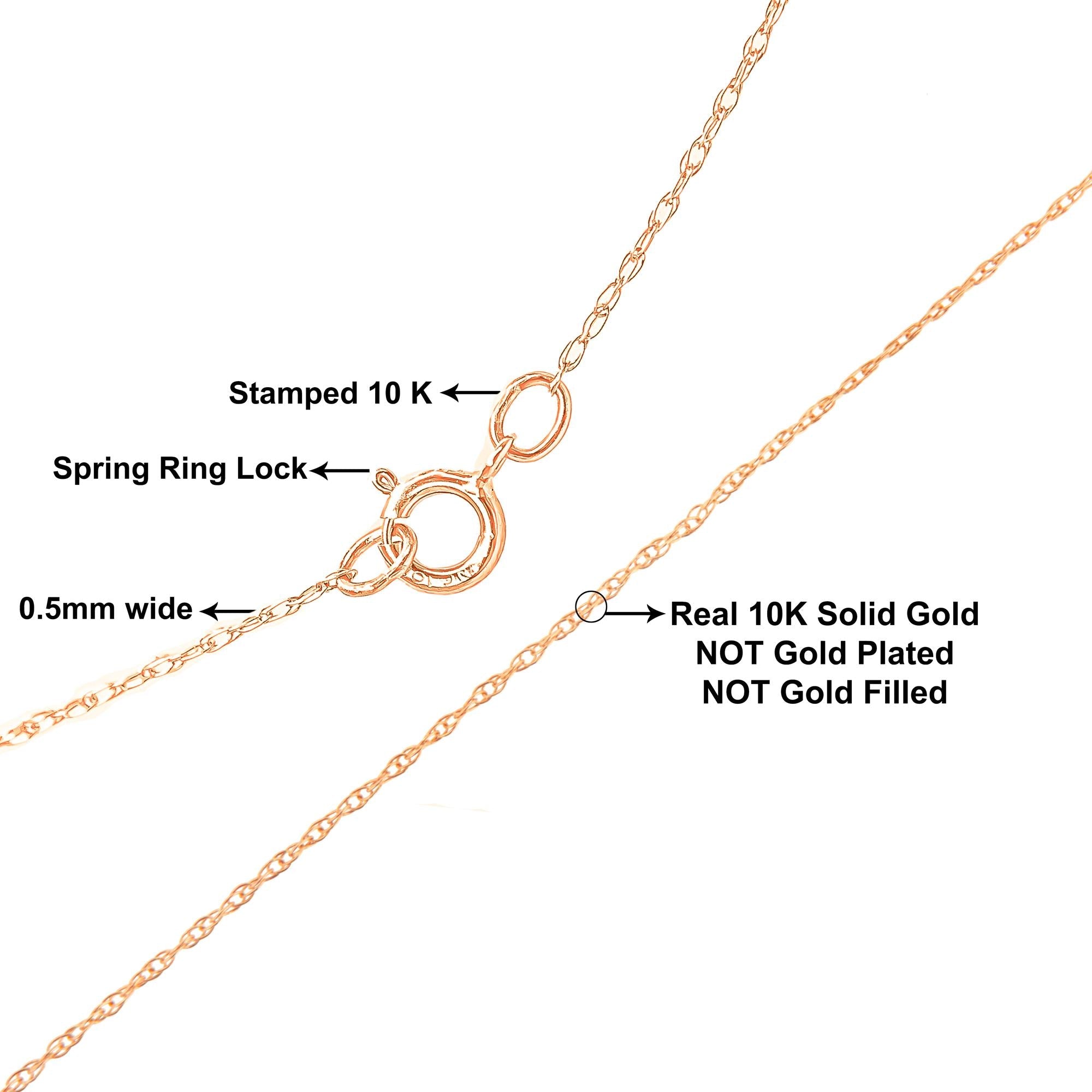 10K Gold 0.5 mm Slender & Dainty Fine Rope Chain Necklace - Friggin Jewelry