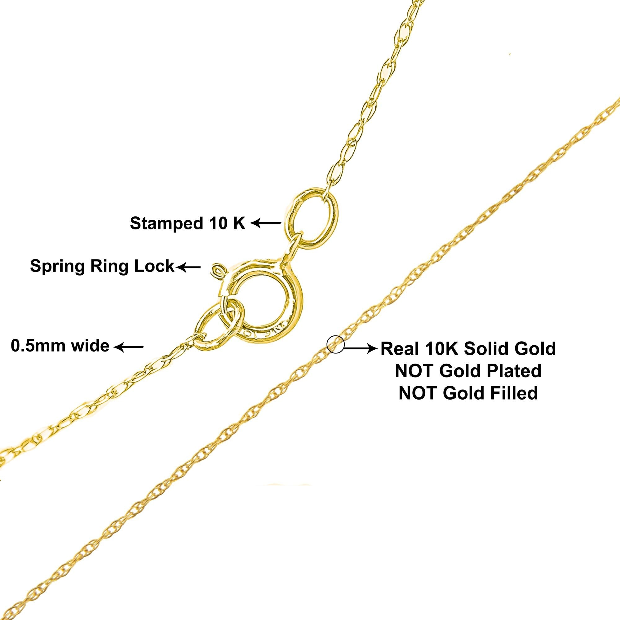 10K Gold 0.5 mm Slender & Dainty Fine Rope Chain Necklace - Friggin Jewelry