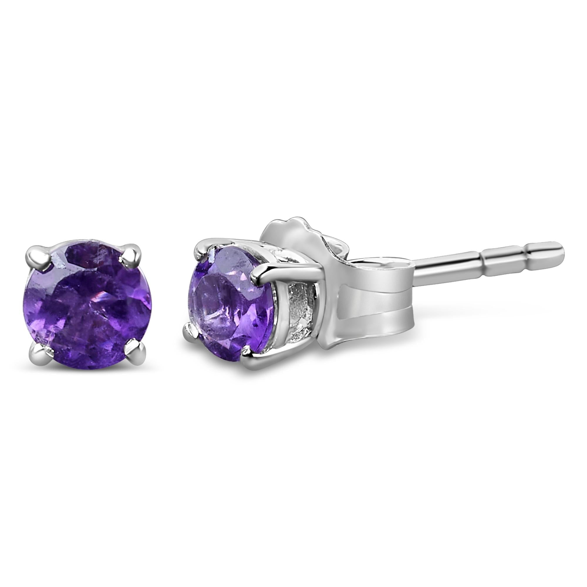 Pendientes solitarios de plata de ley 925 de 3,5 mm con piedra de nacimiento (selección de piedra preciosa) - Friggin Jewelry