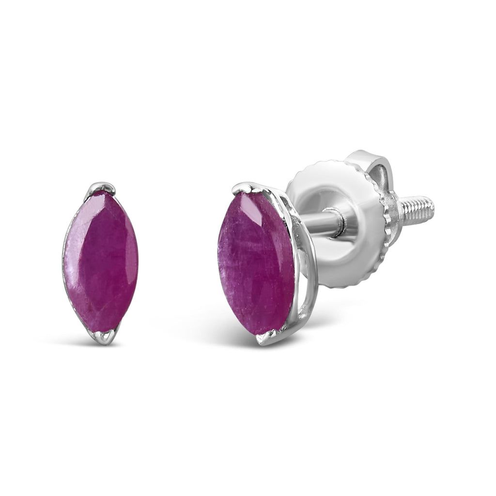 Pendientes solitarios de rubí rosa de 1/2 quilates en plata de ley 925 - Friggin Jewelry