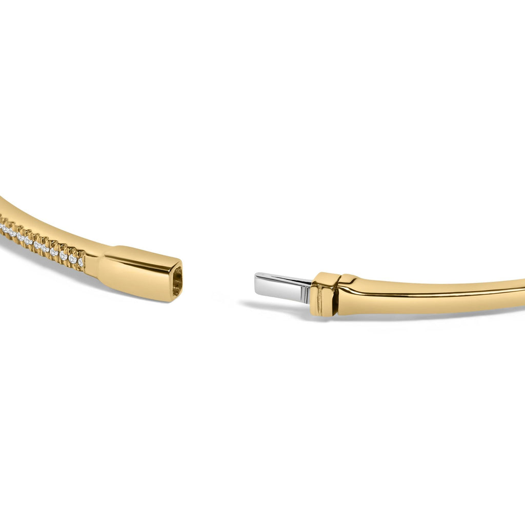 14K Yellow Gold 1/3 Cttw Diamond Half Eternity Bangle Bracelet (I-J Color, I2-I3 Clarity) - 7.75" Inches - Friggin Jewelry