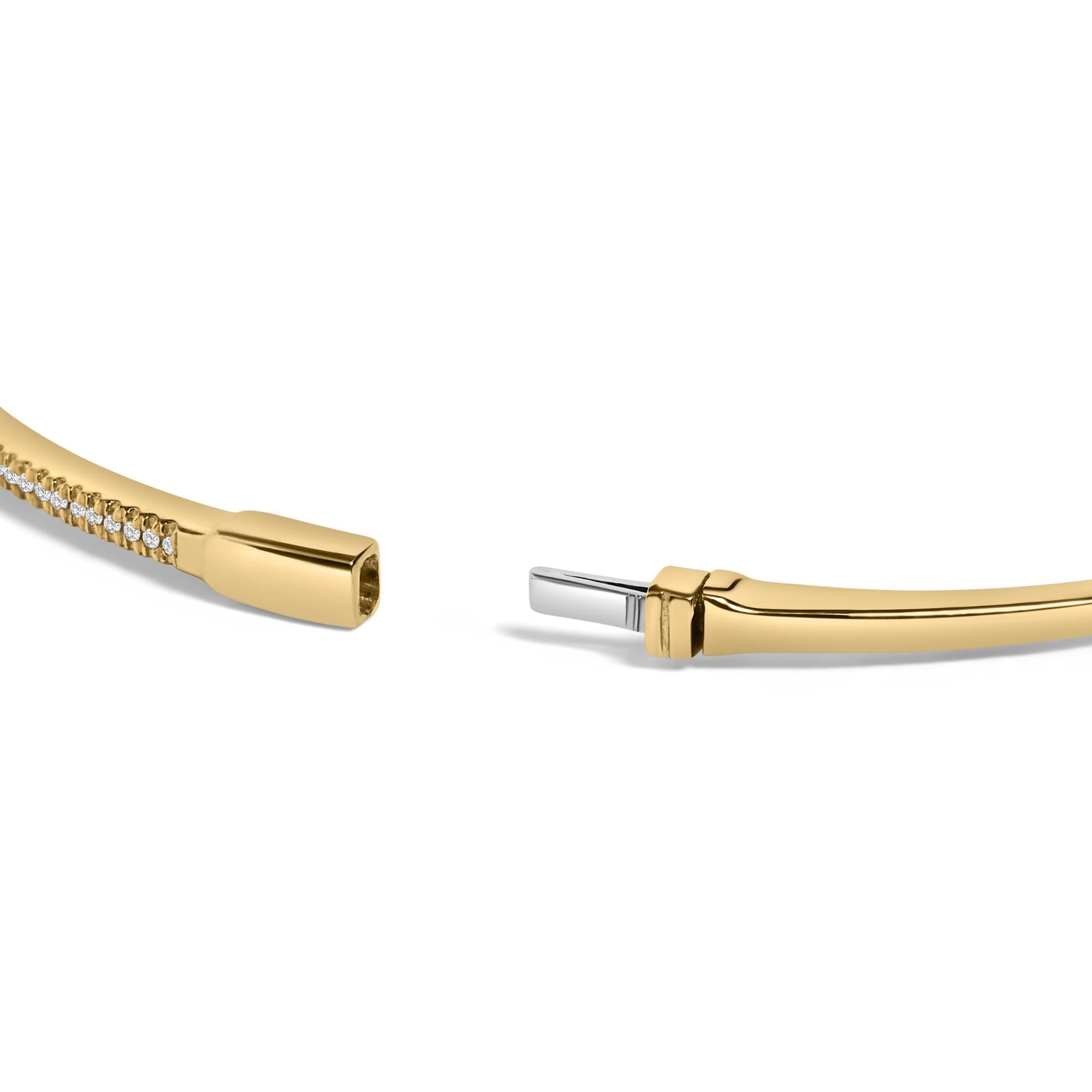 14K Yellow Gold 1/3 Cttw Diamond Half Eternity Bangle Bracelet (I-J Color, I2-I3 Clarity) - 7.75" Inches - Friggin Jewelry