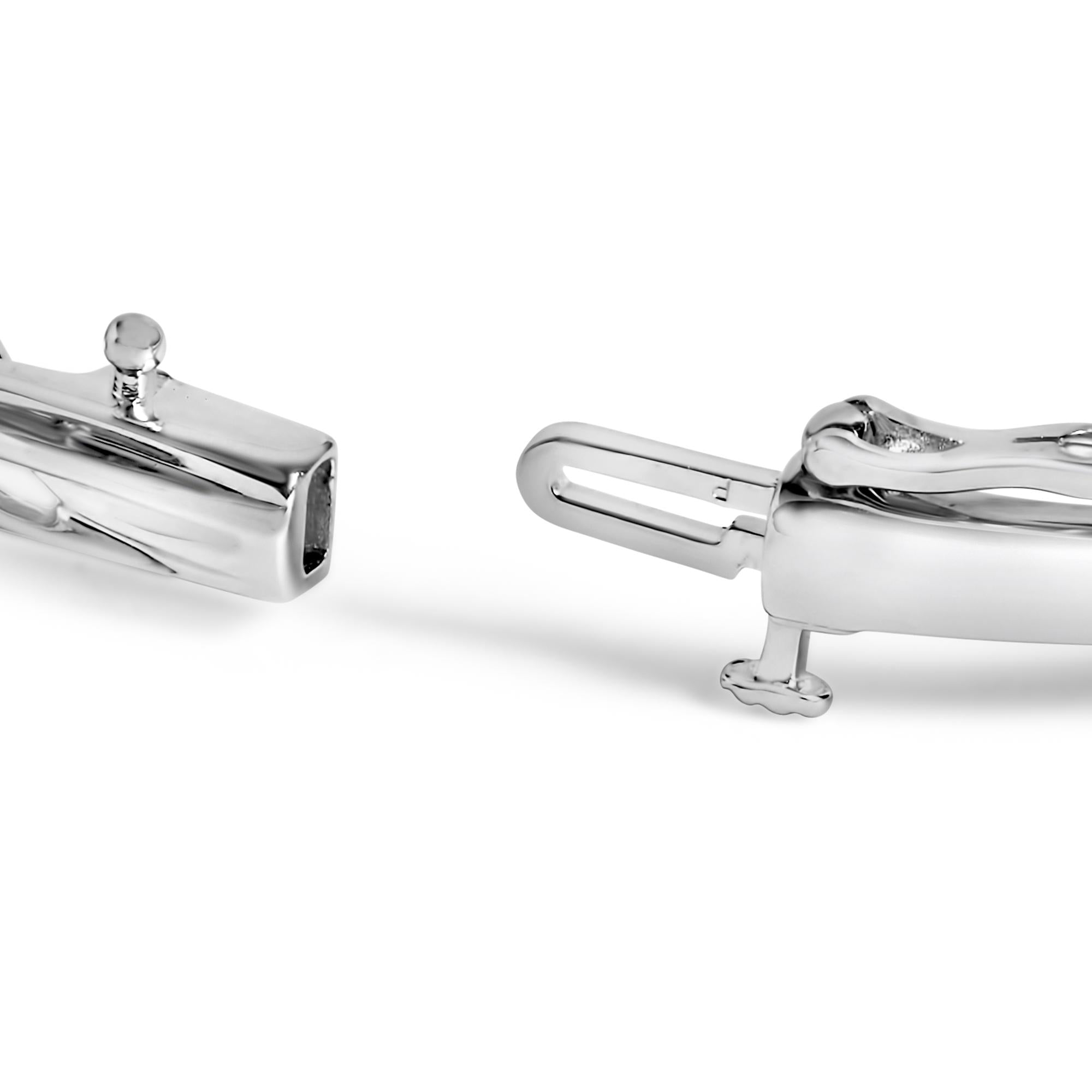 .925 Sterling Silver 3/8 Cttw White and Black Diamond Swirl Bangle Bracelet (Black Color, I3 Clarity) - 7.75" Inches - Friggin Jewelry